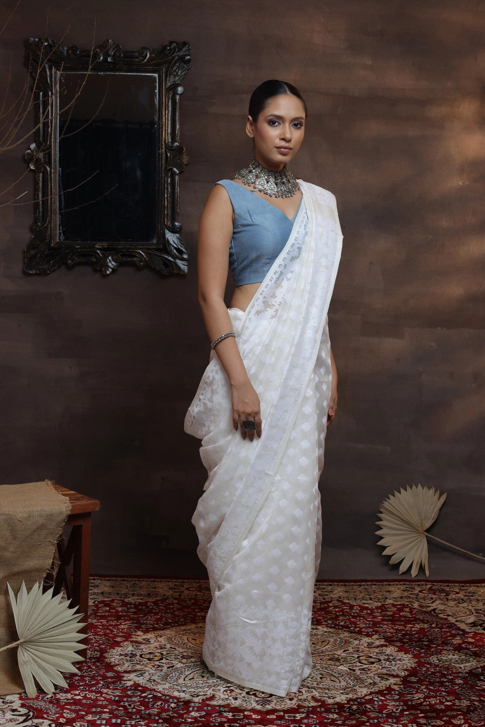 Handloom White Soft Cotton Traditional Jamdani