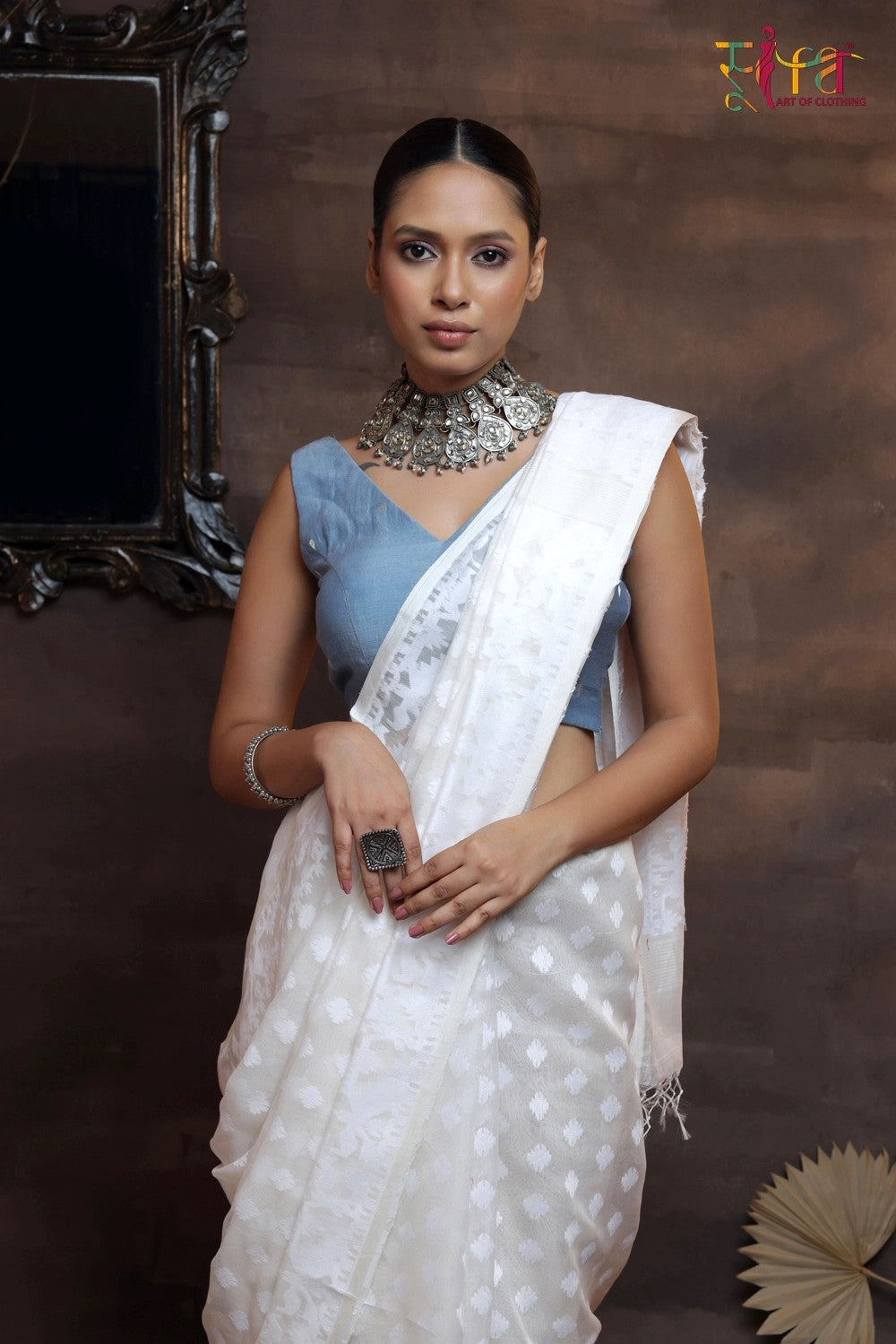 Handloom White Soft Cotton Traditional Jamdani