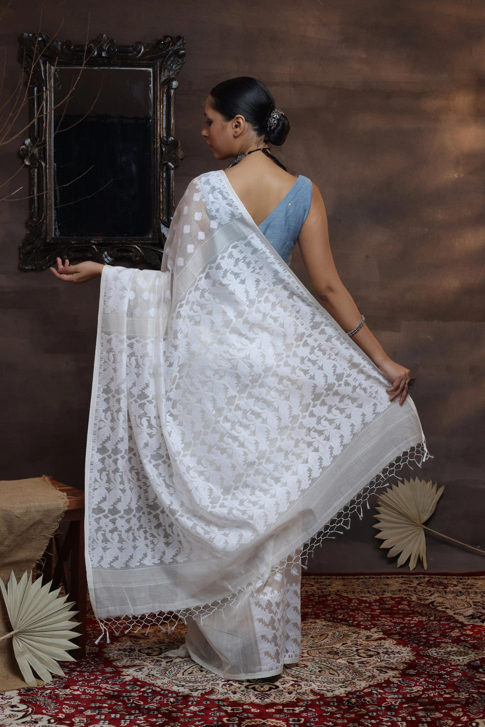 Handloom White Soft Cotton Traditional Jamdani