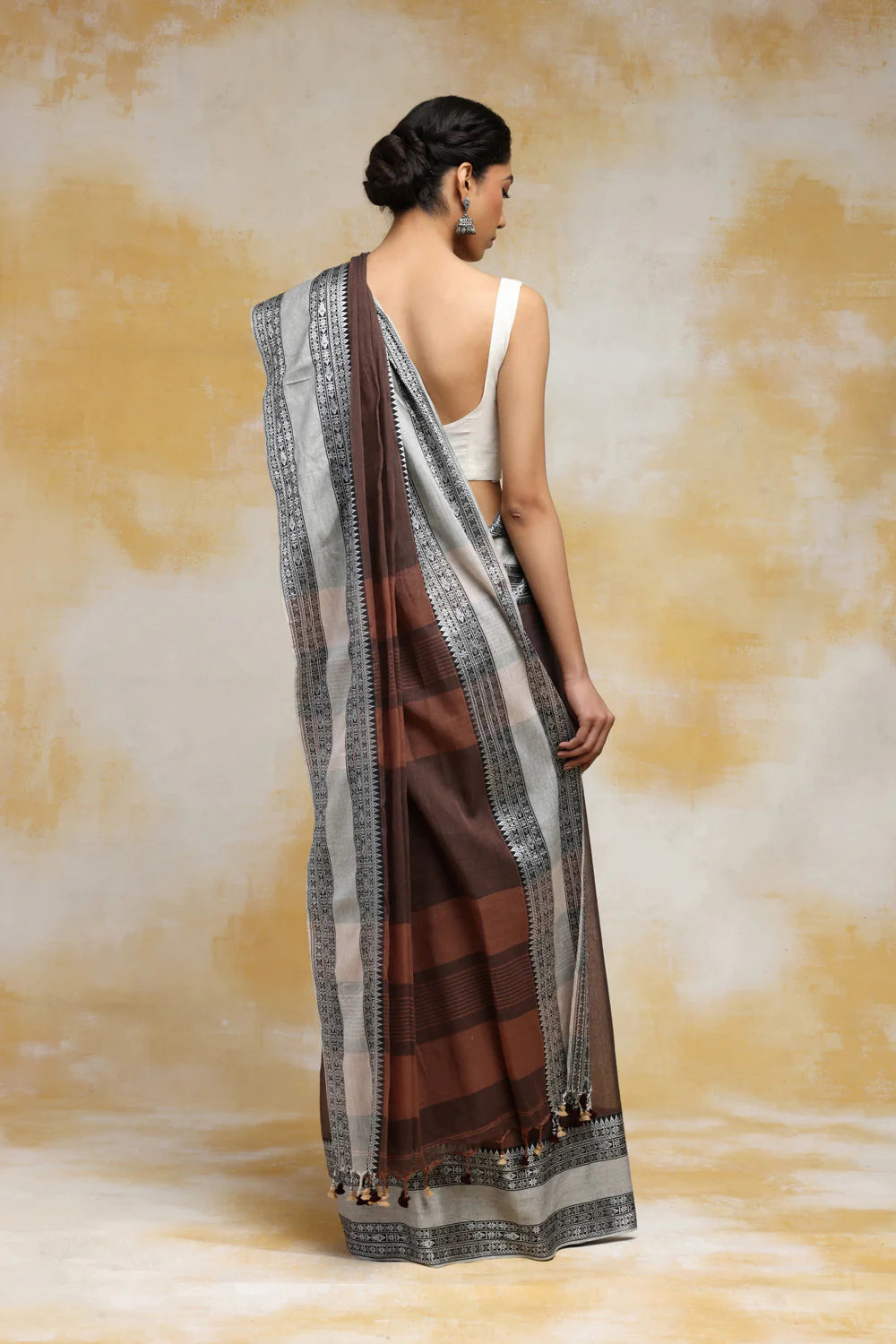 Handloom Brown Soft Cotton Tangail Saree