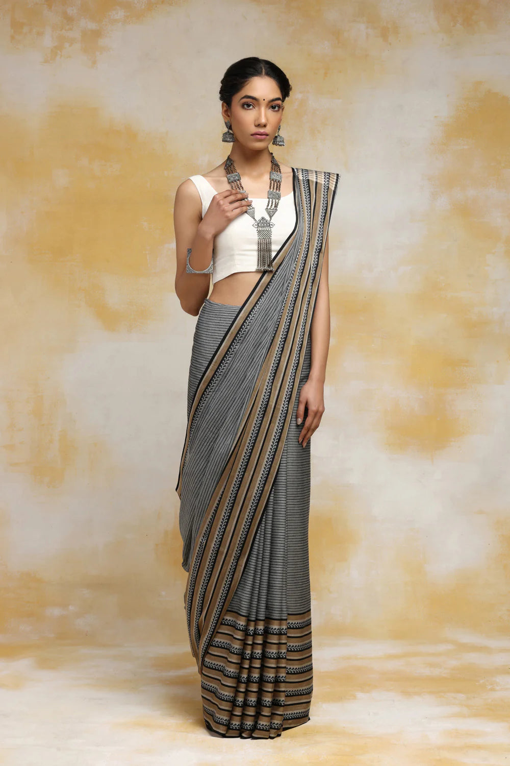 Handloom Grey Soft Cotton Tangail Saree