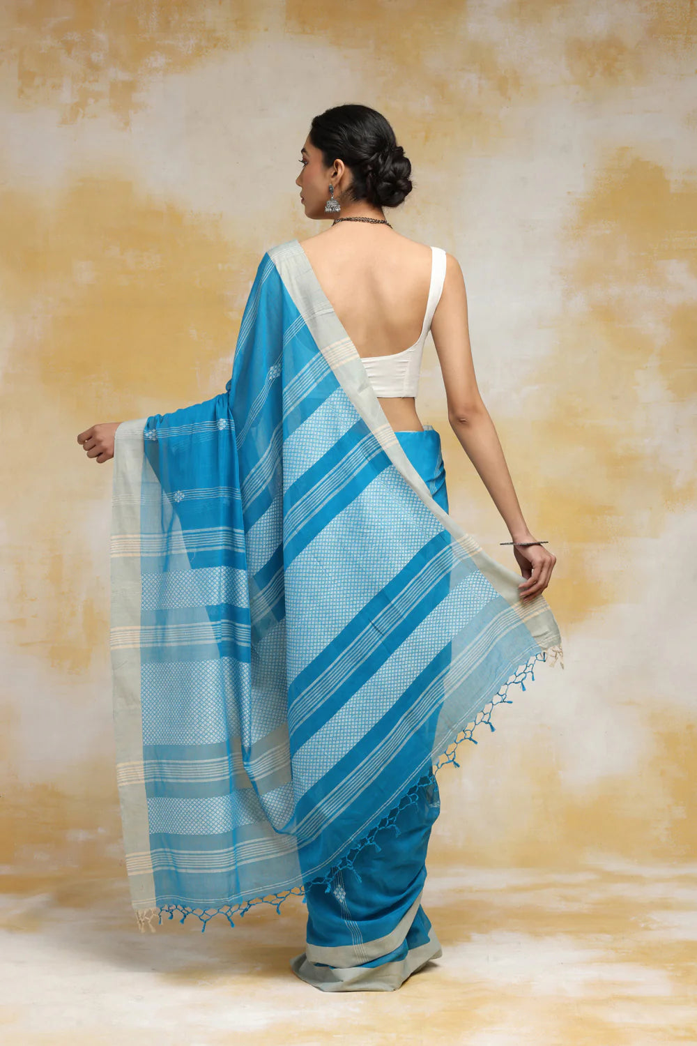 Handloom Marine Blue Soft Cotton Saree