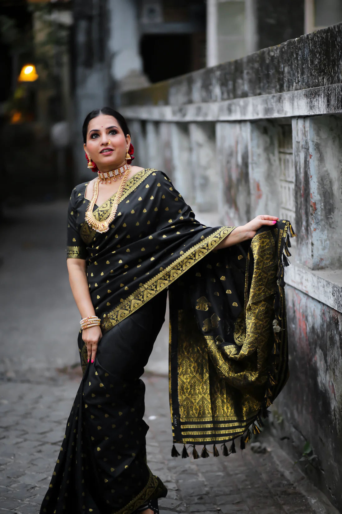 Tapasya Black Silk Handloom saree