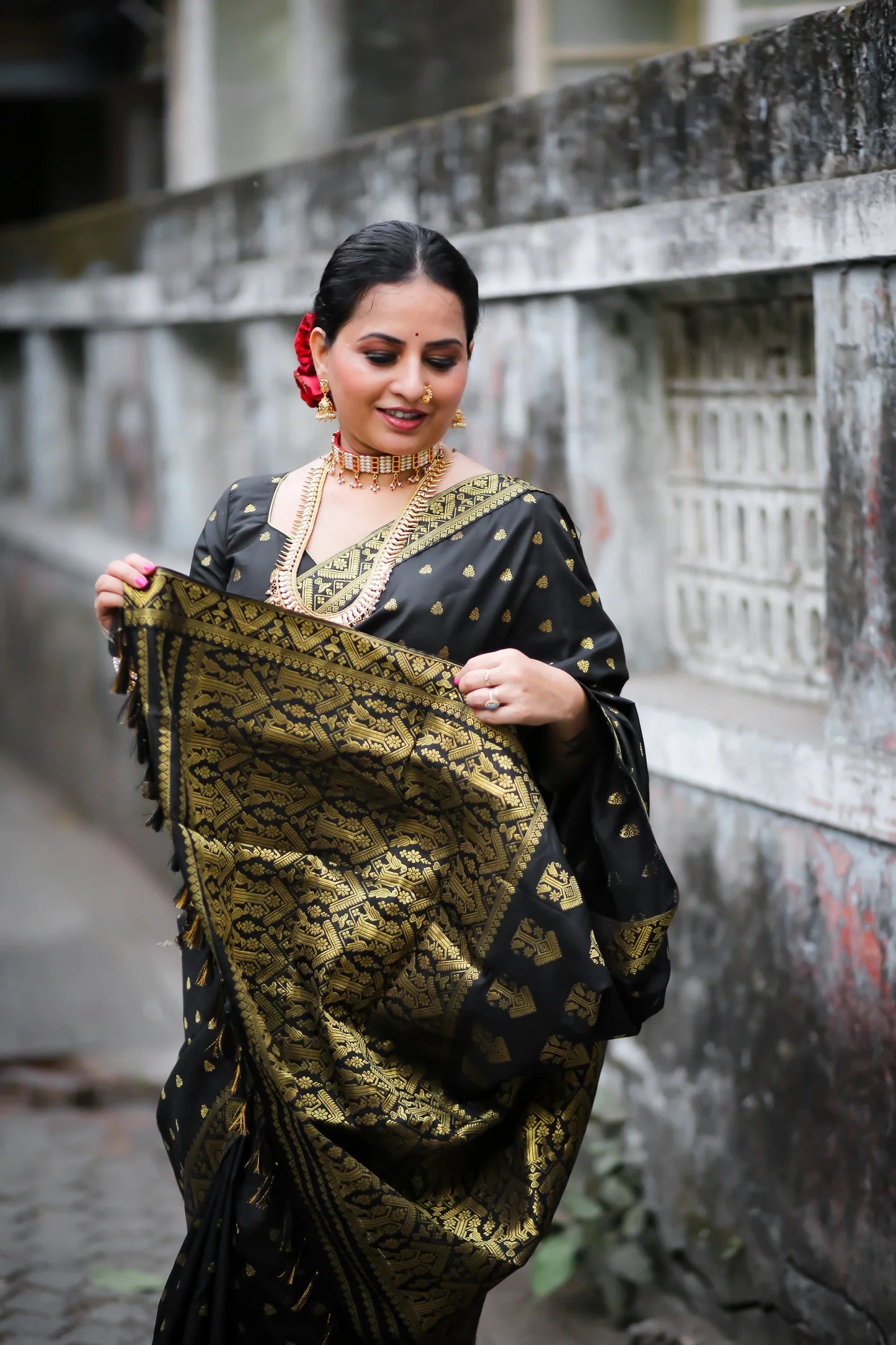 Tapasya Black Silk Handloom saree