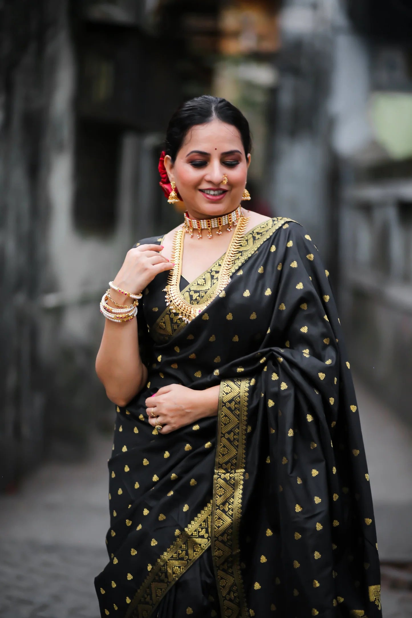 Tapasya Black Silk Handloom saree