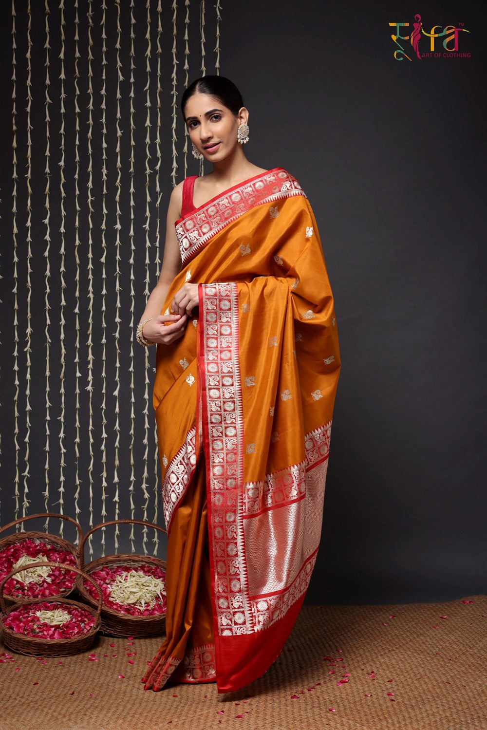 Handloom Mustard Banarasi Kanchi Pure Silk Saree