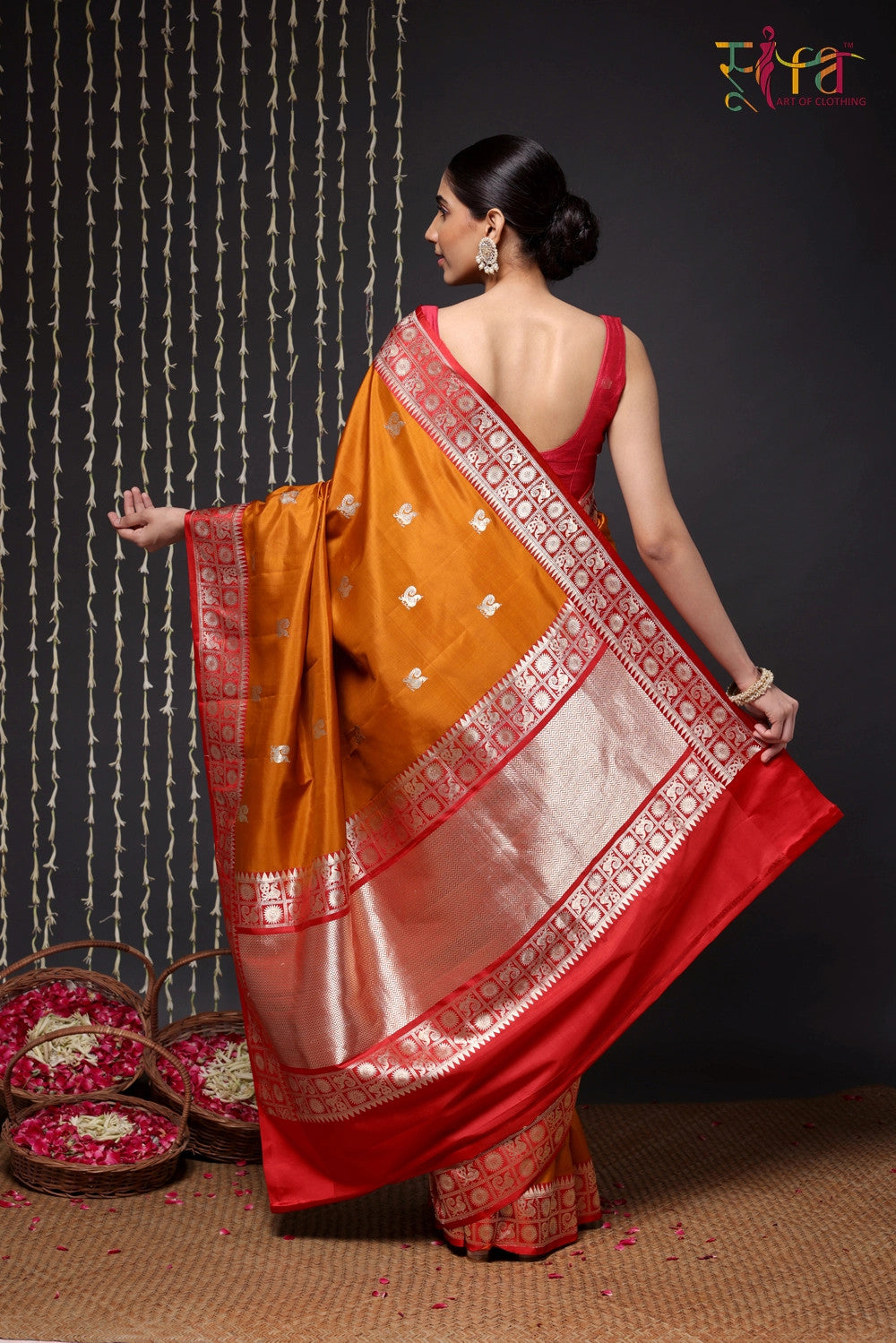 Handloom Mustard Banarasi Kanchi Pure Silk Saree