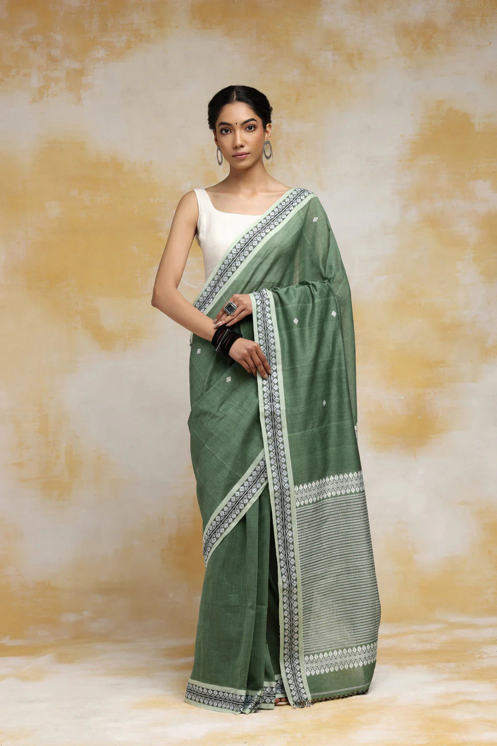 Handloom Sea Green Soft Cotton Saree