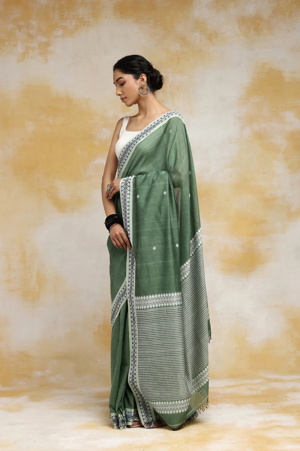 Handloom Sea Green Soft Cotton Saree