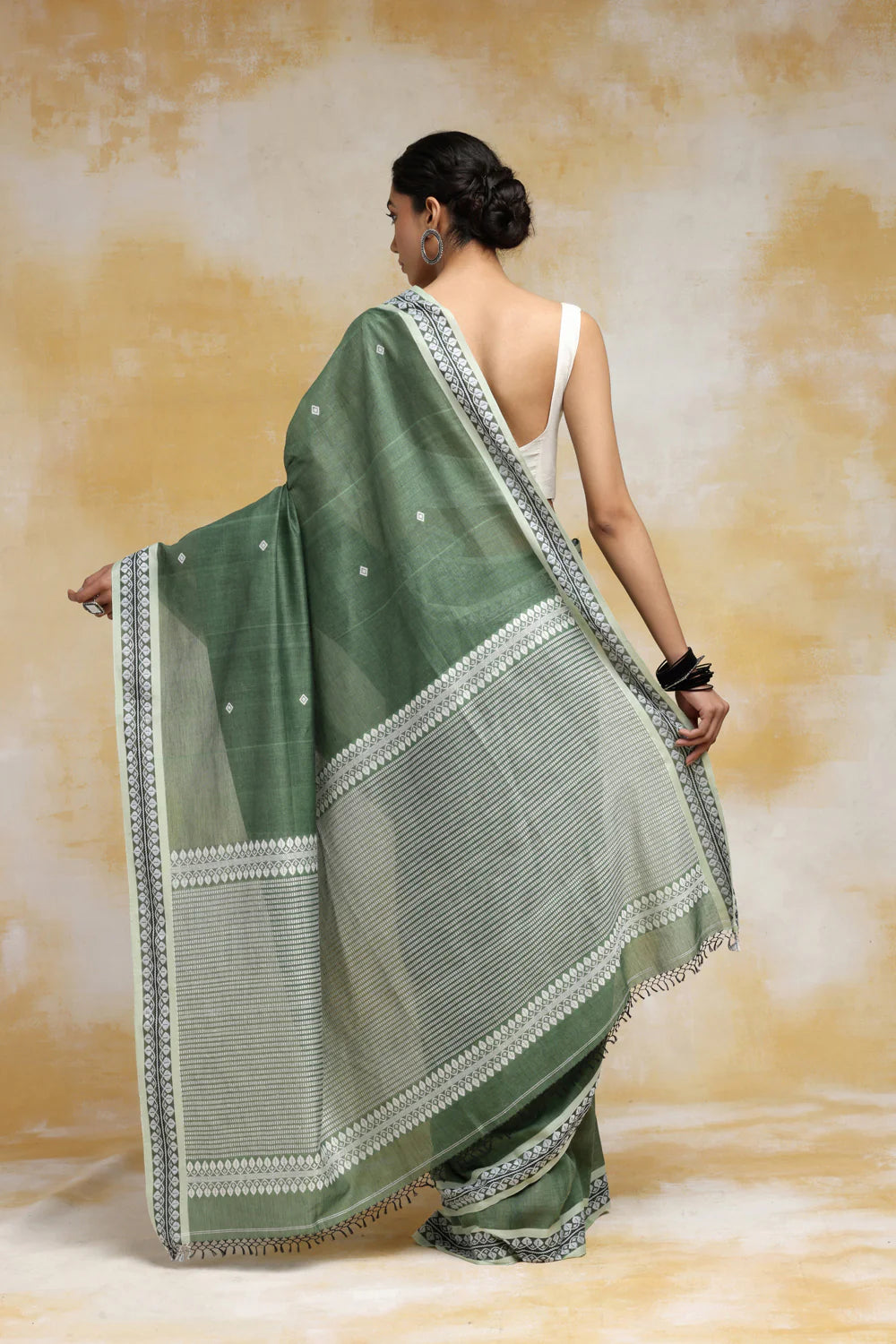 Handloom Sea Green Soft Cotton Saree