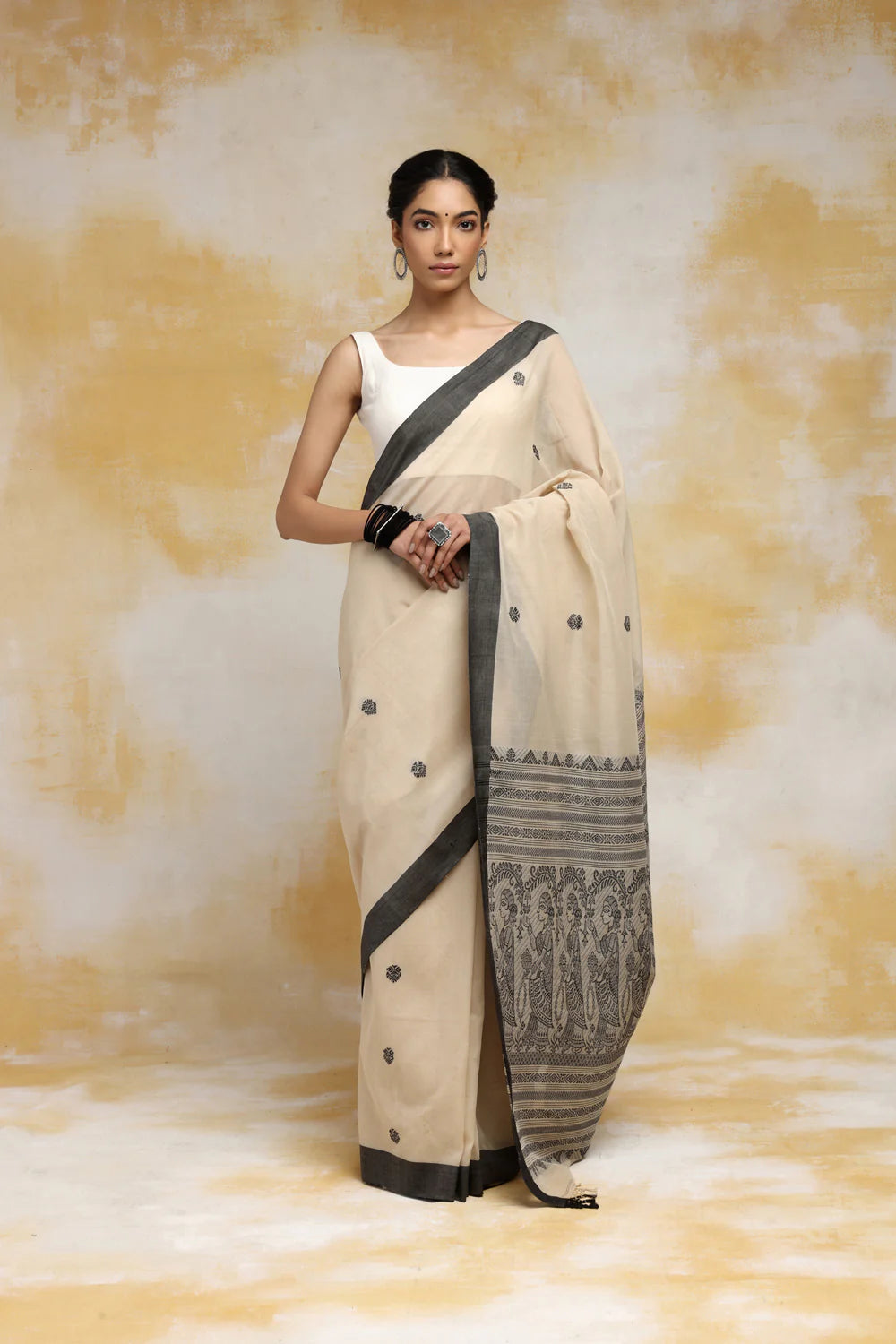 Handloom Creamsoft Cotton Baluchuri Saree