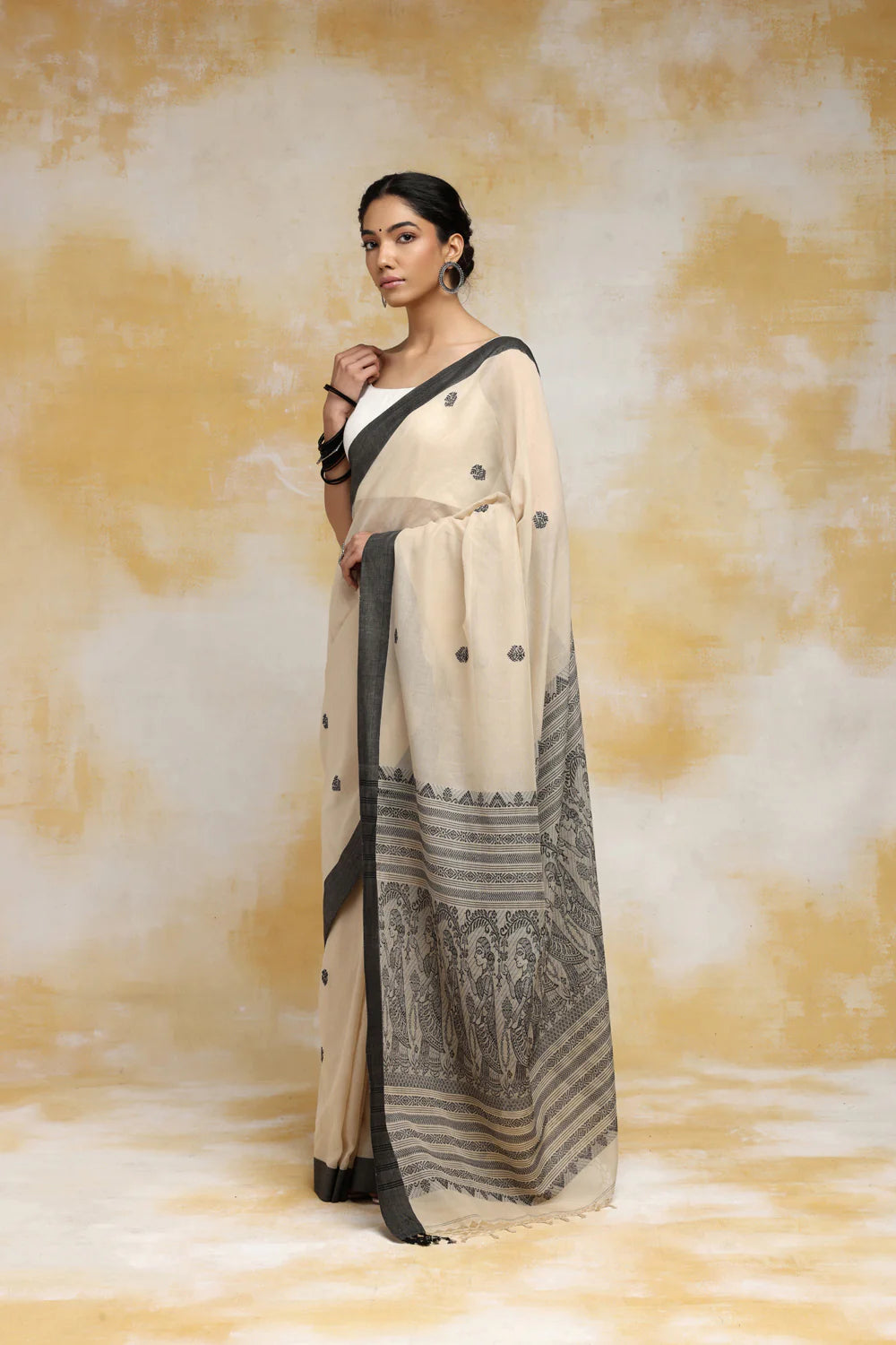 Handloom Creamsoft Cotton Baluchuri Saree