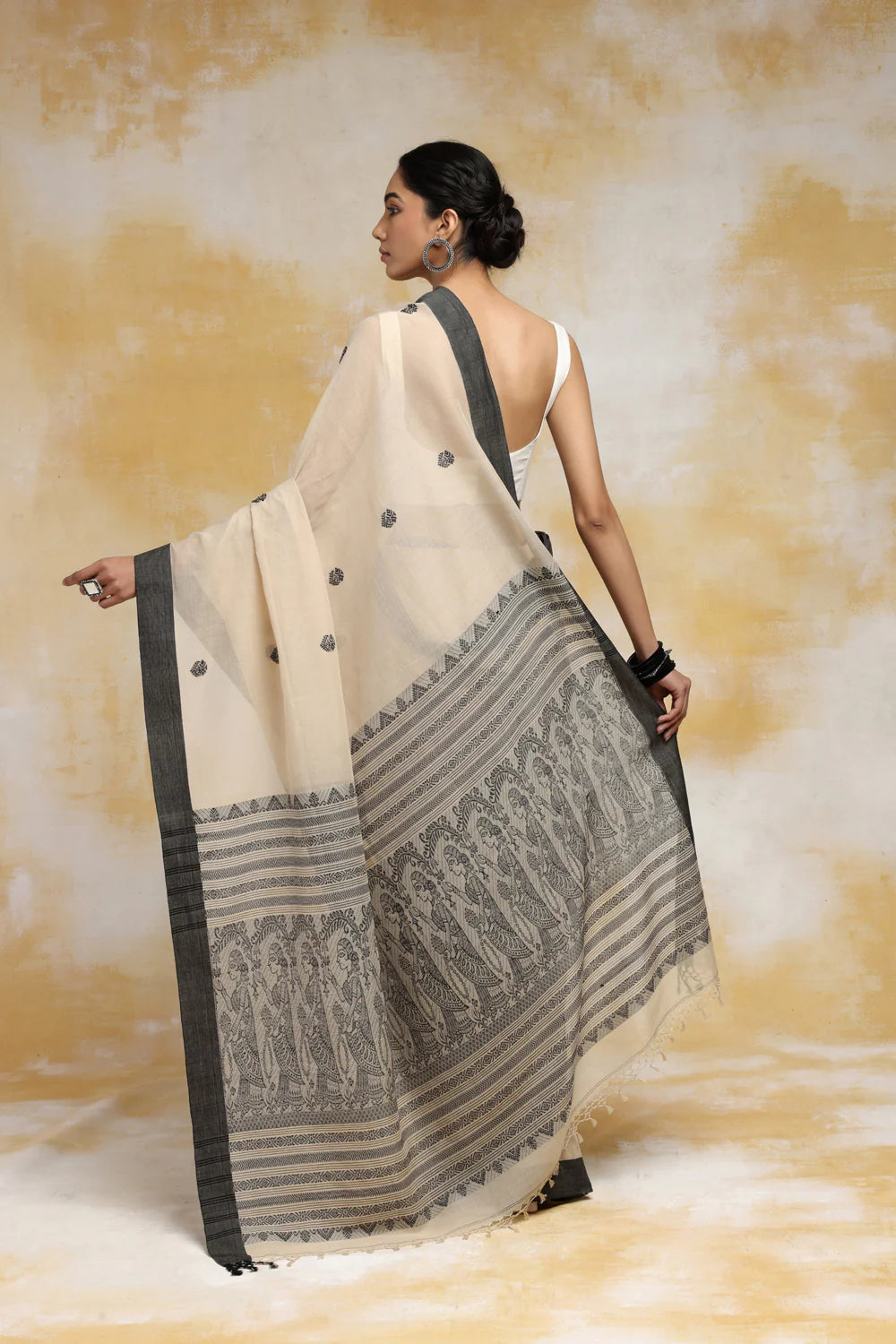 Handloom Creamsoft Cotton Baluchuri Saree