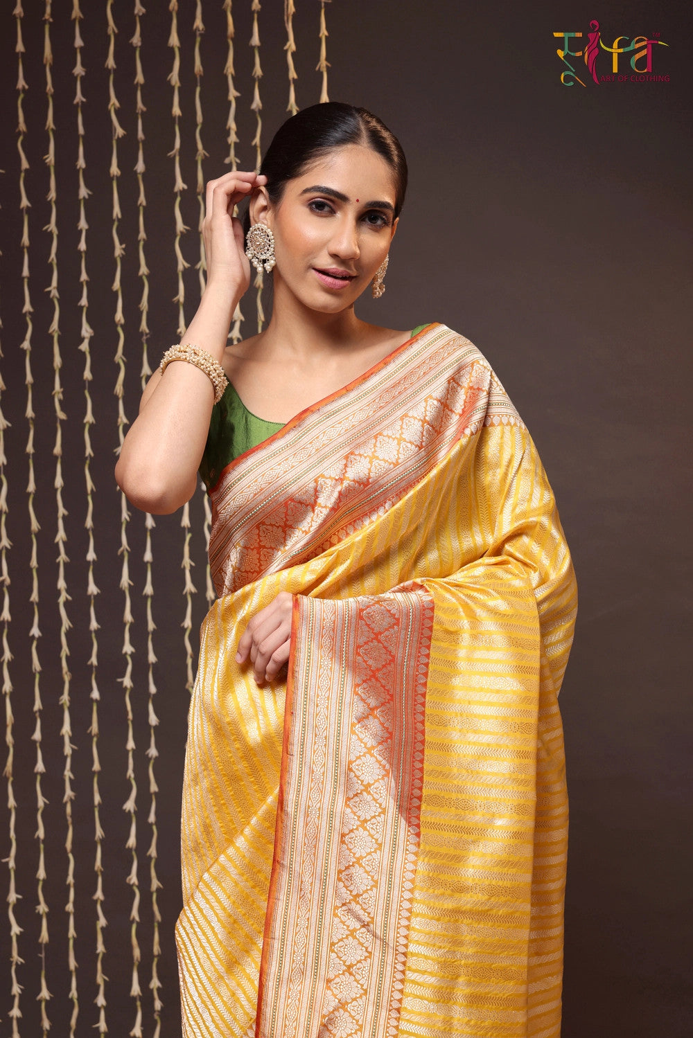 Handloom Bright Yellow Brocade Banarasi Pure Silk Saree