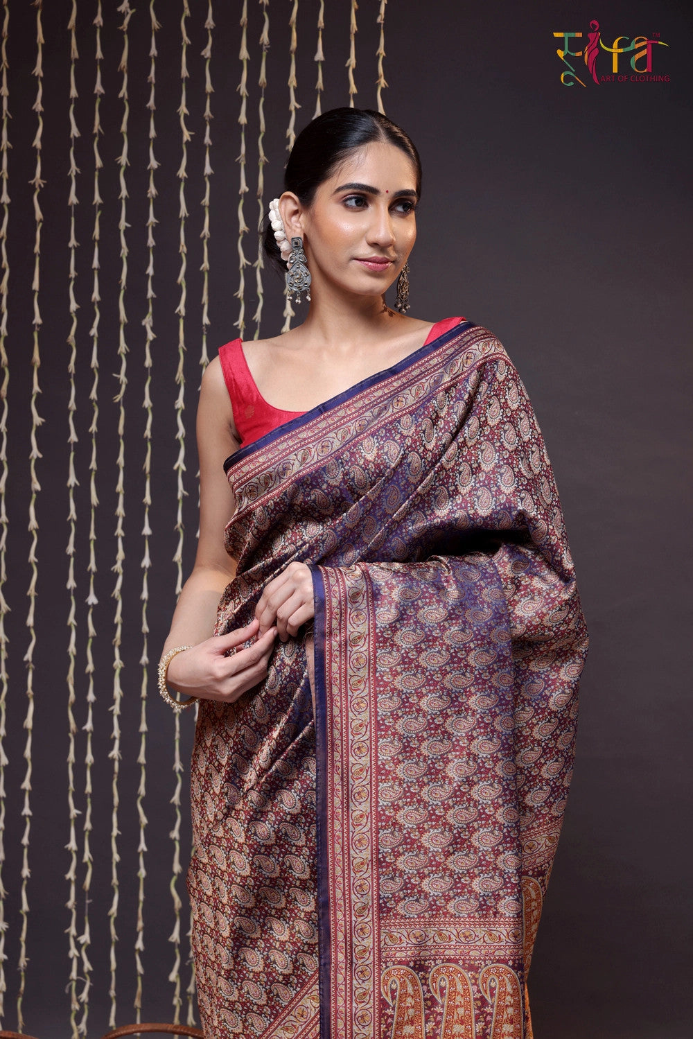 Dark Purple Handloom Pure Silk Tanchoi Banarasi Saree