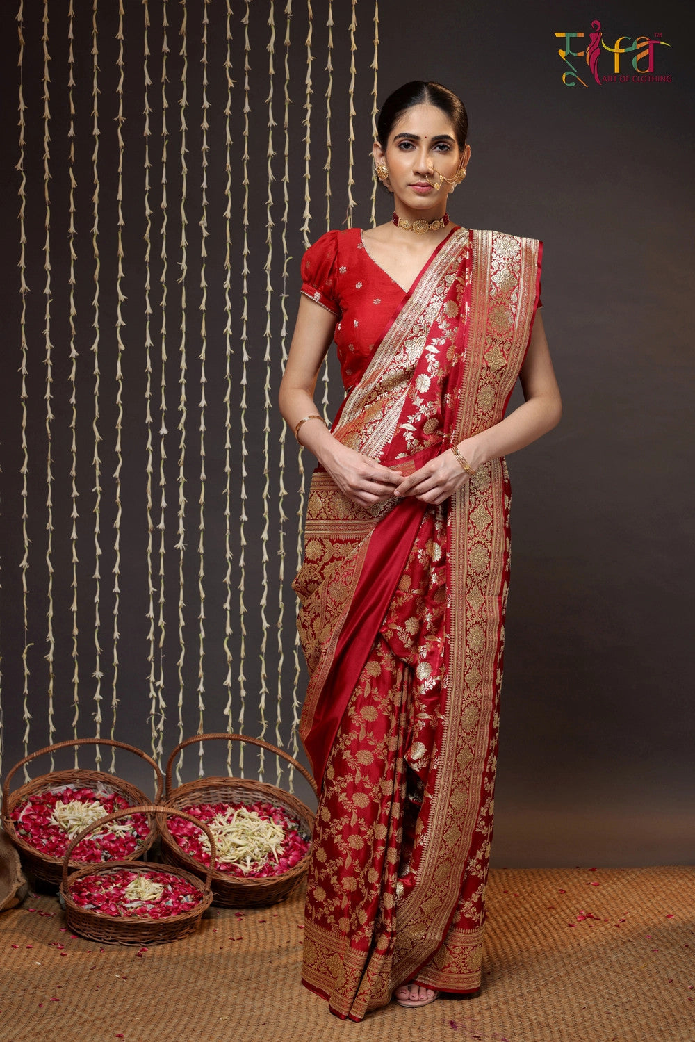 Red Handloom Pure Silk Traditional Banarasi Saree