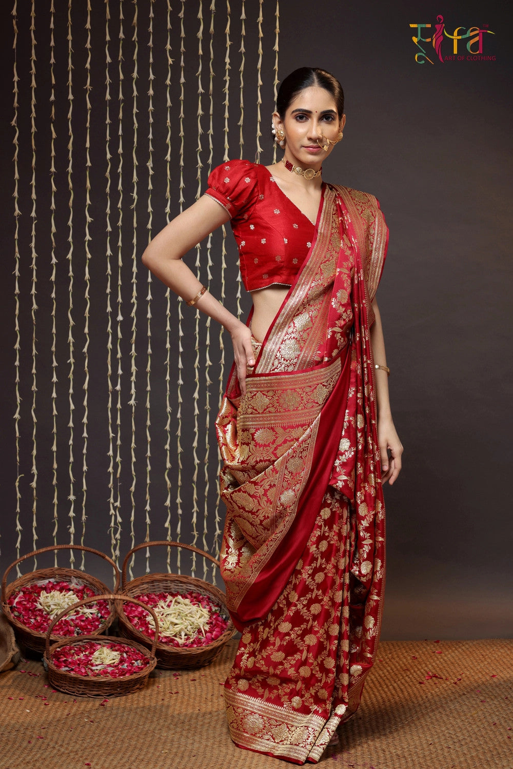 Red Handloom Pure Silk Traditional Banarasi Saree