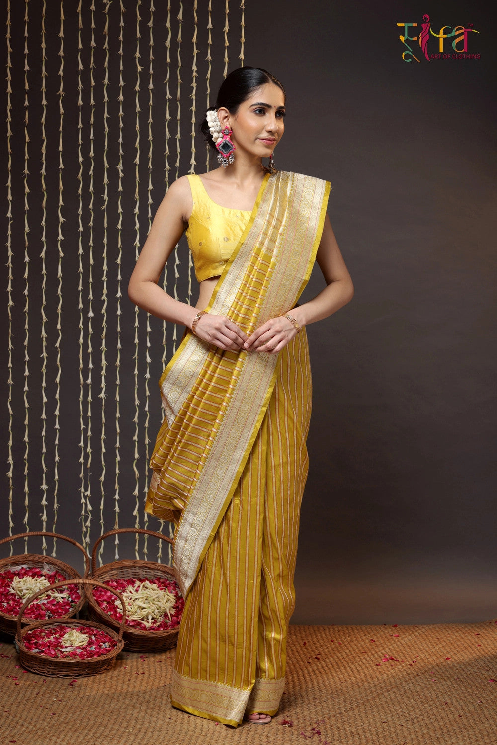 Tuscany Yellow Pure Silk Brocade Banarasi Saree