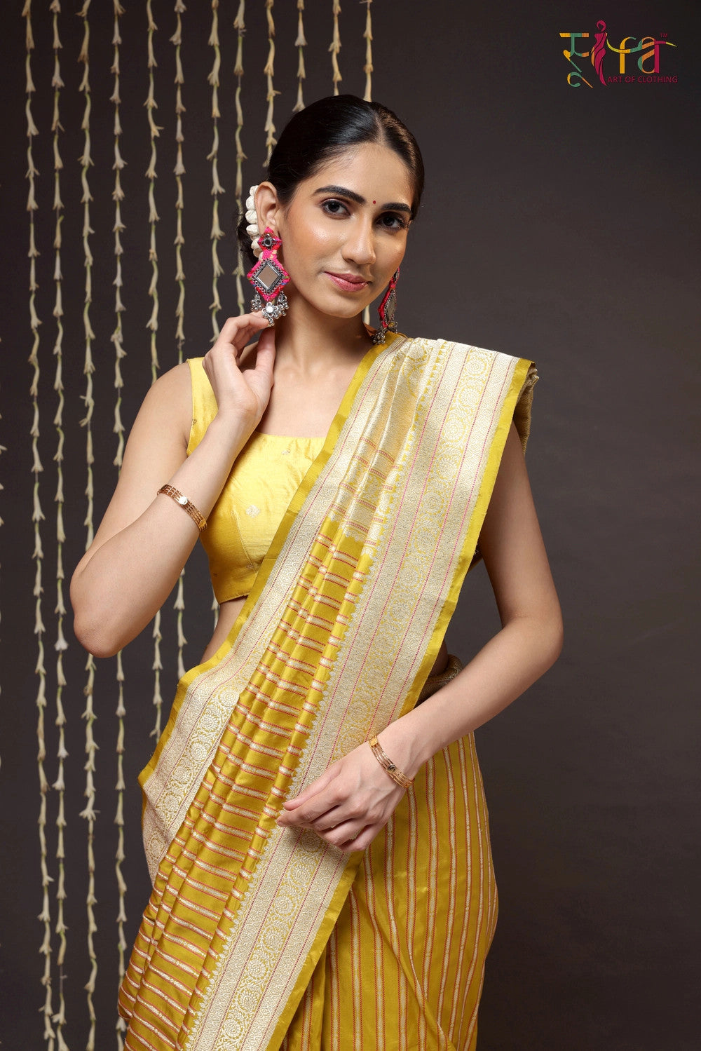 Tuscany Yellow Pure Silk Brocade Banarasi Saree