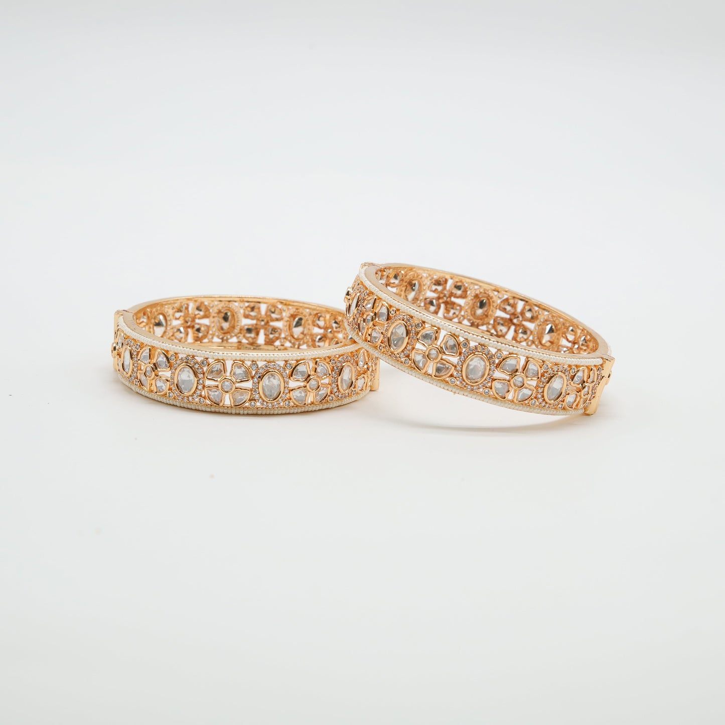 Zevar Club Premium Ivory Handcrafted Kundan Maharani Bangles