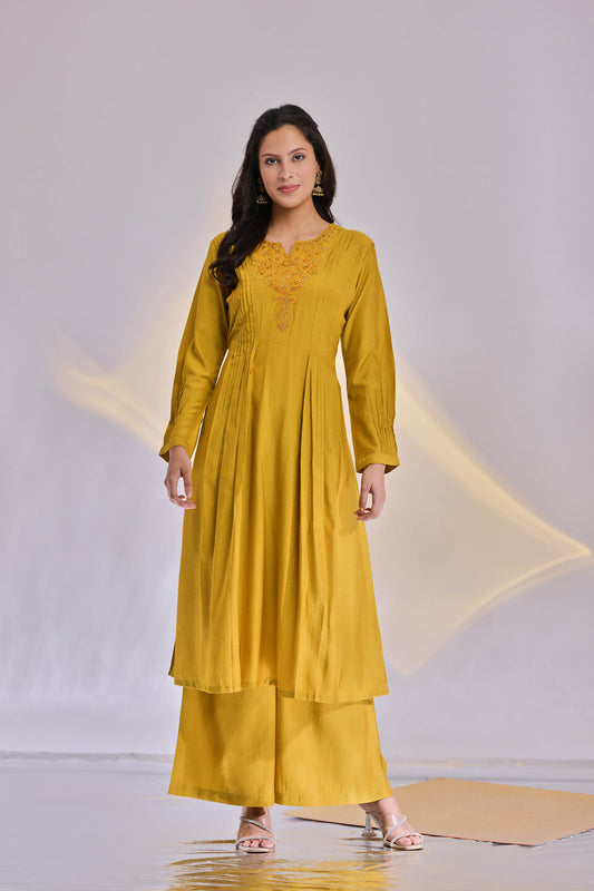 Alexa A-Line Kurta &  Flared Palazzo Set With Dupatta