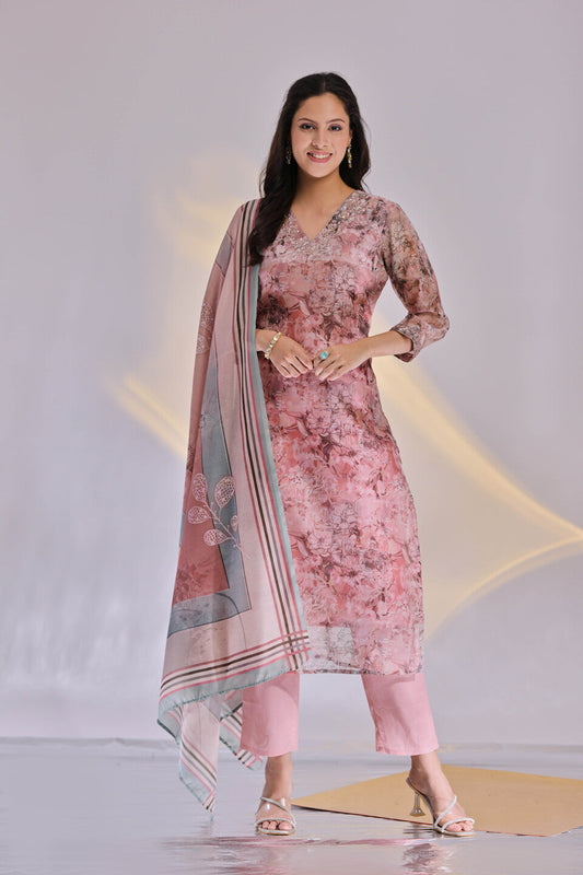 Chanderi  Embroidered Patola Suit Set