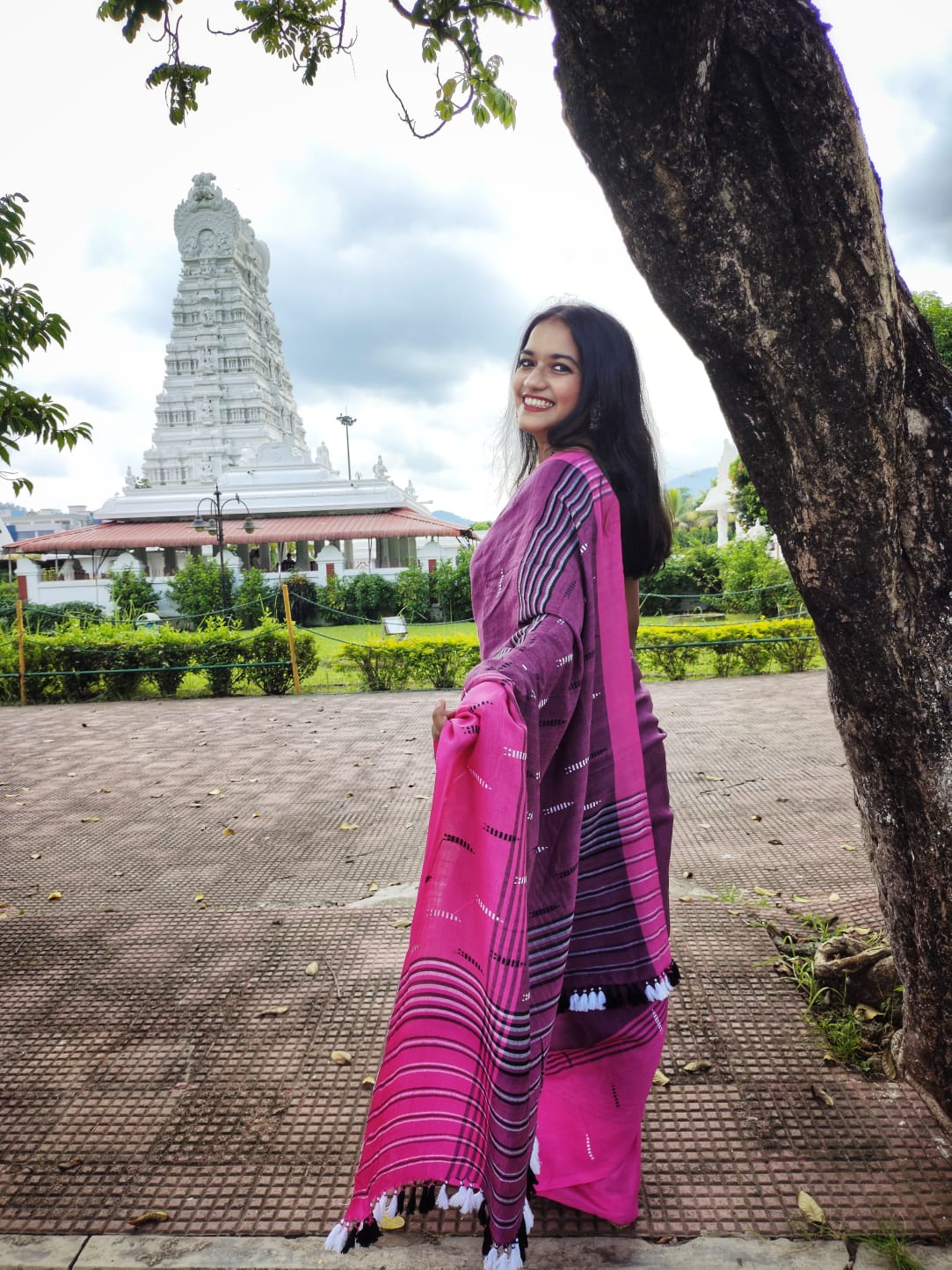 Jonaki Pink Cotton Handloom saree