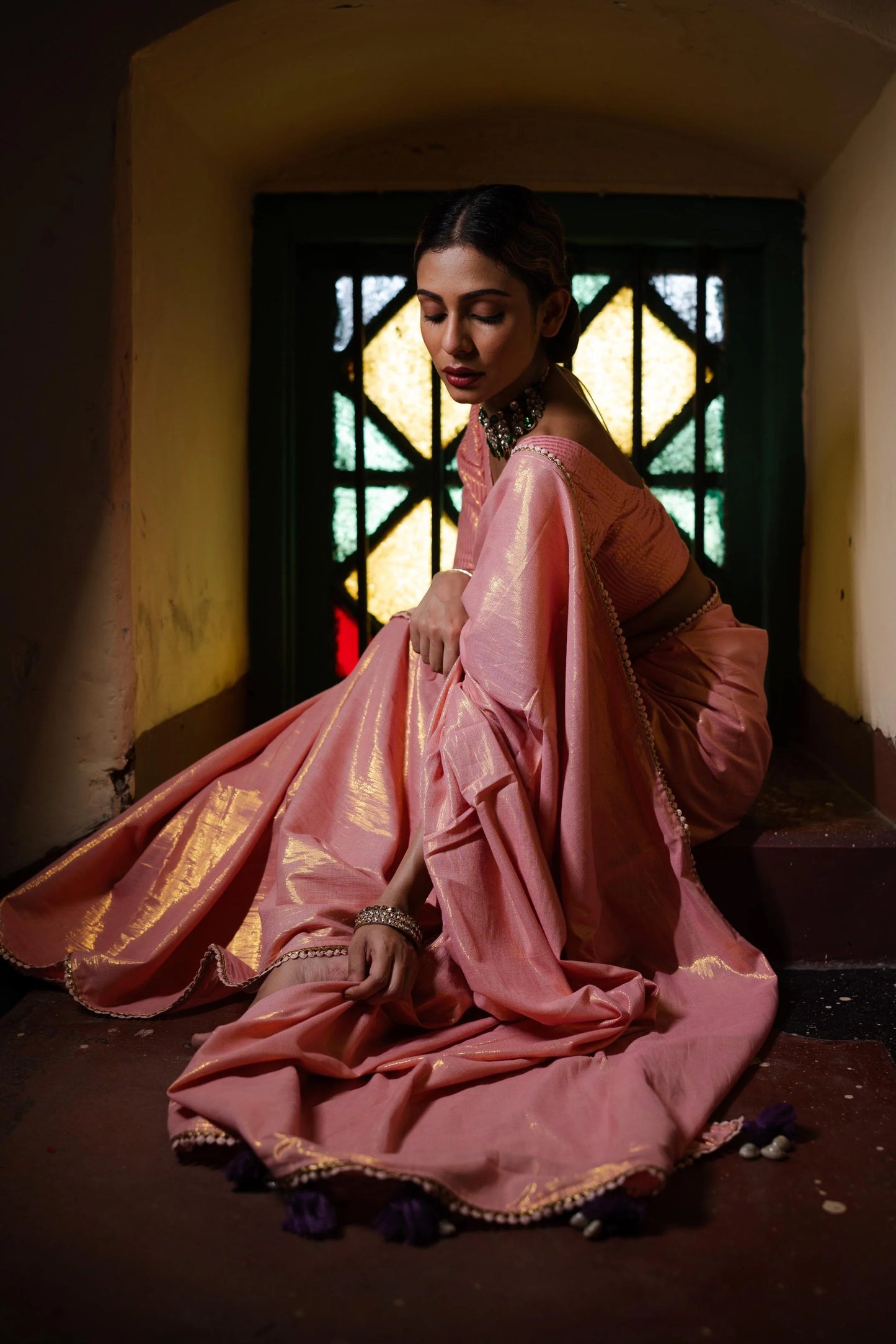 Blush peach Kamli Saree