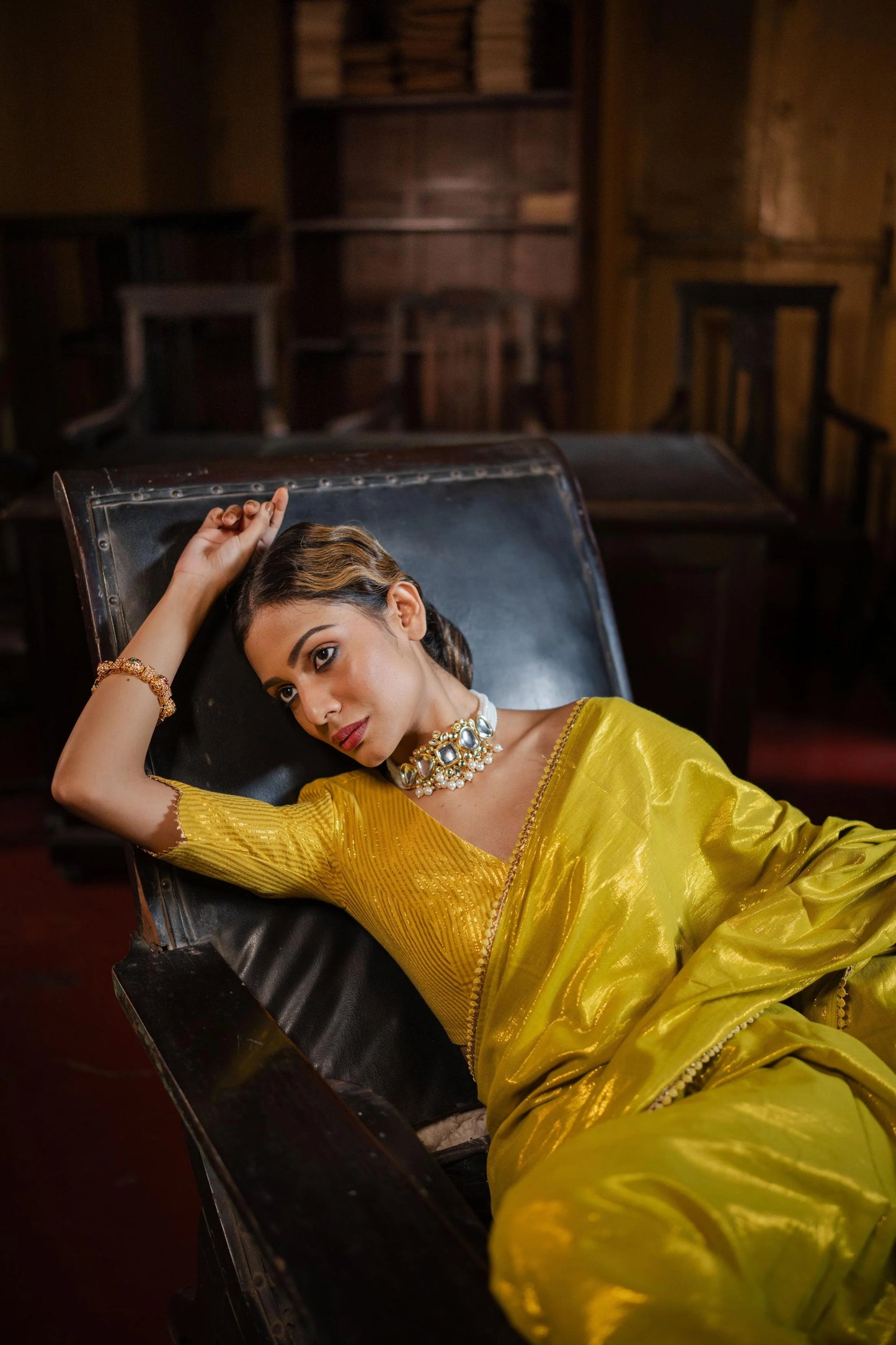 Goldie Mustard Yellow Kamli Saree