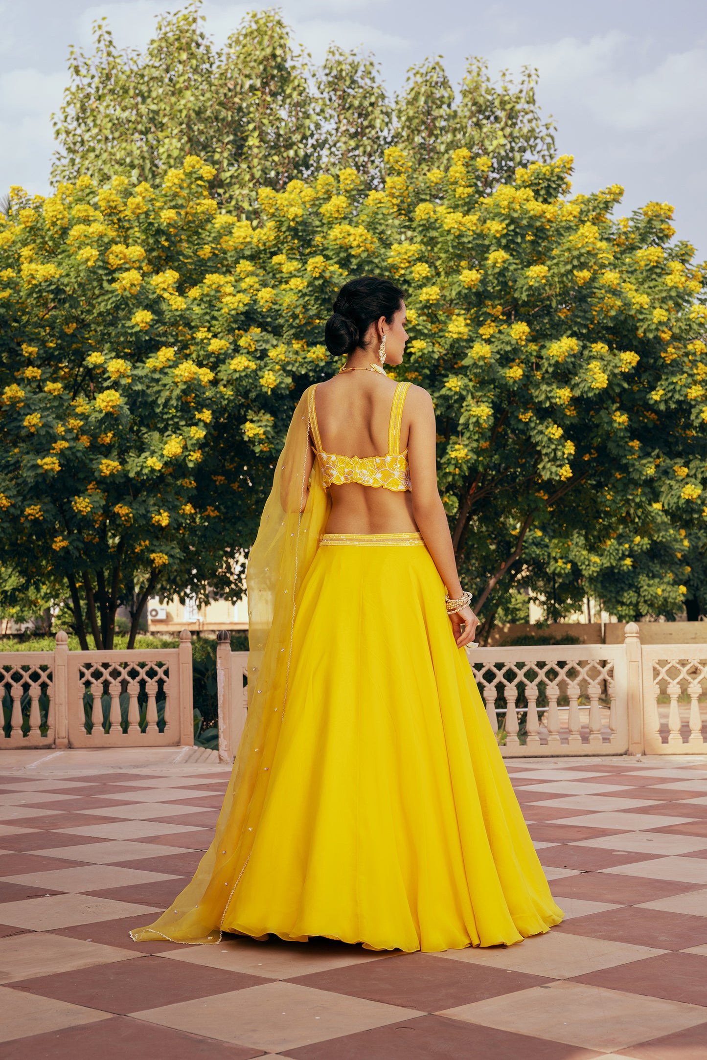 Saiba Organza Yellow Ajooba Lehenga Set