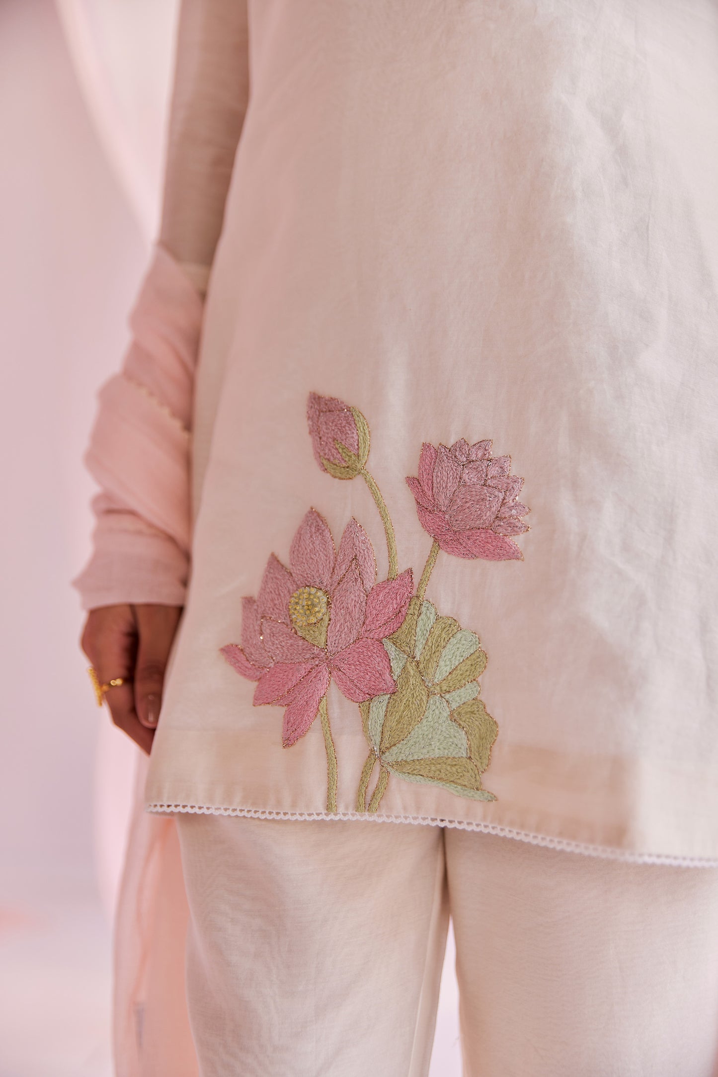 Enya Ivory Chanderi Silk Dori Embroidered Essence Kurta Set