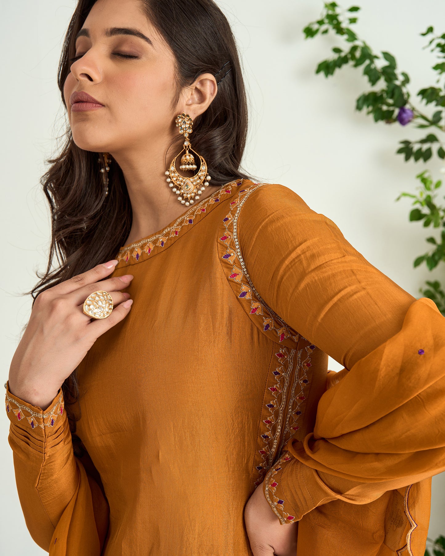 Mustard Upada Silk Zari Embroidered Shaadmani Kurta Set