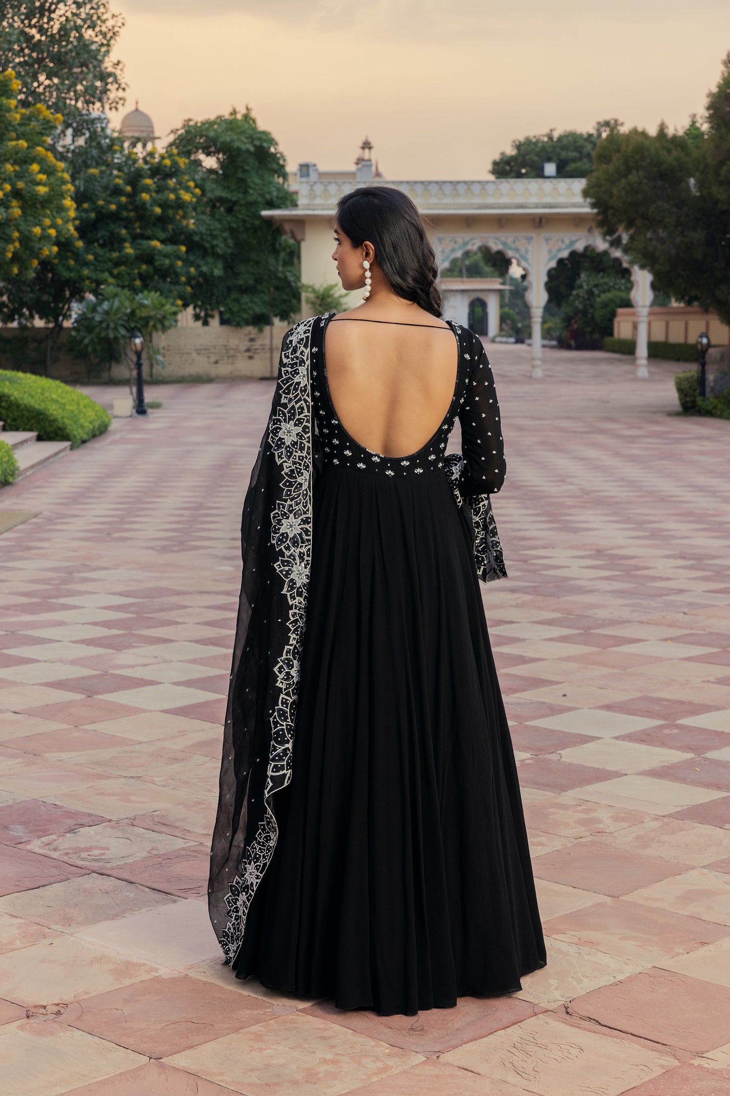 Raatrani Black Georgette Ajooba Anarkali Set