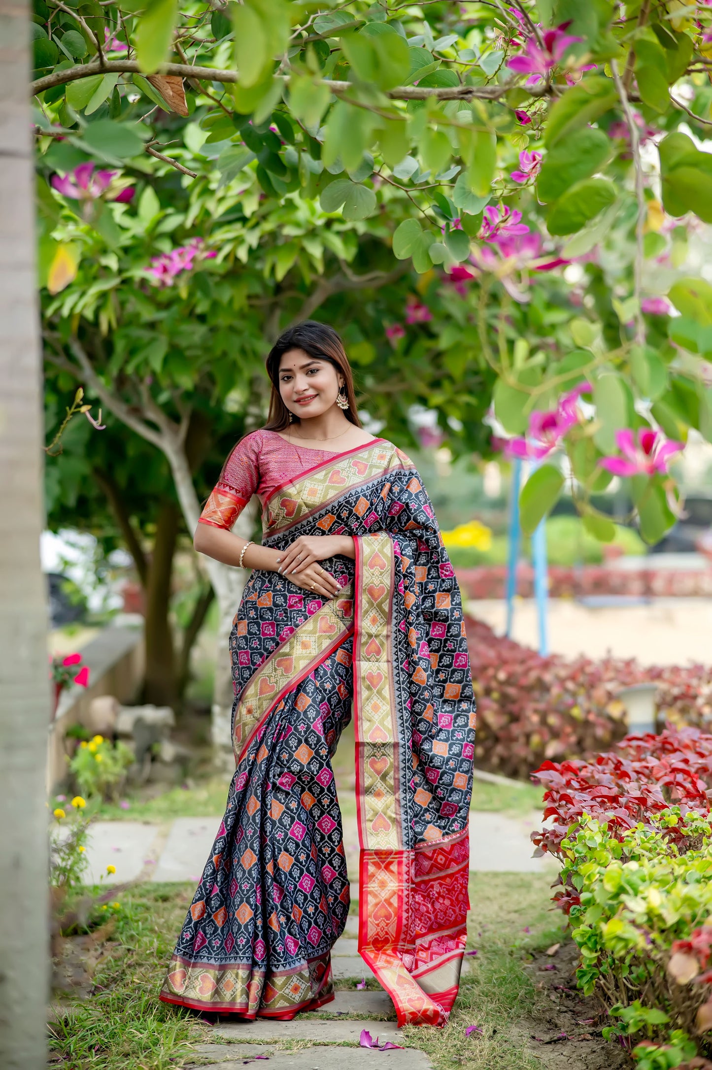 Krina Black Banarasi Silk meenakari patola weaves Saree