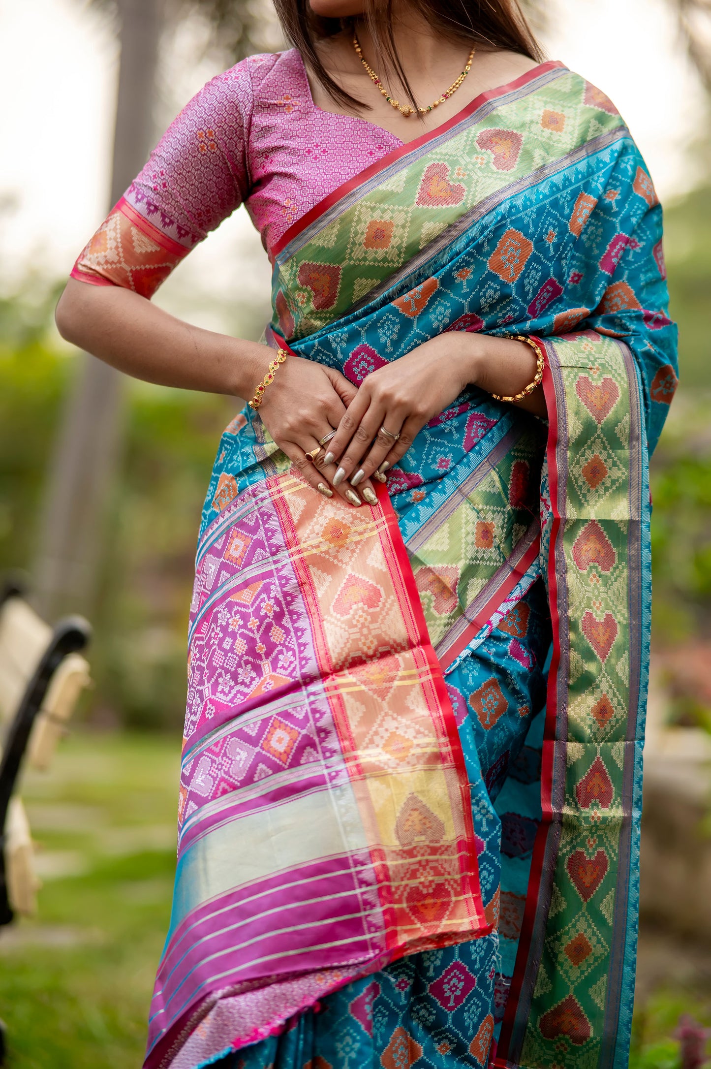 Krina Firozi Banarasi Silk meenakari patola weaves Saree