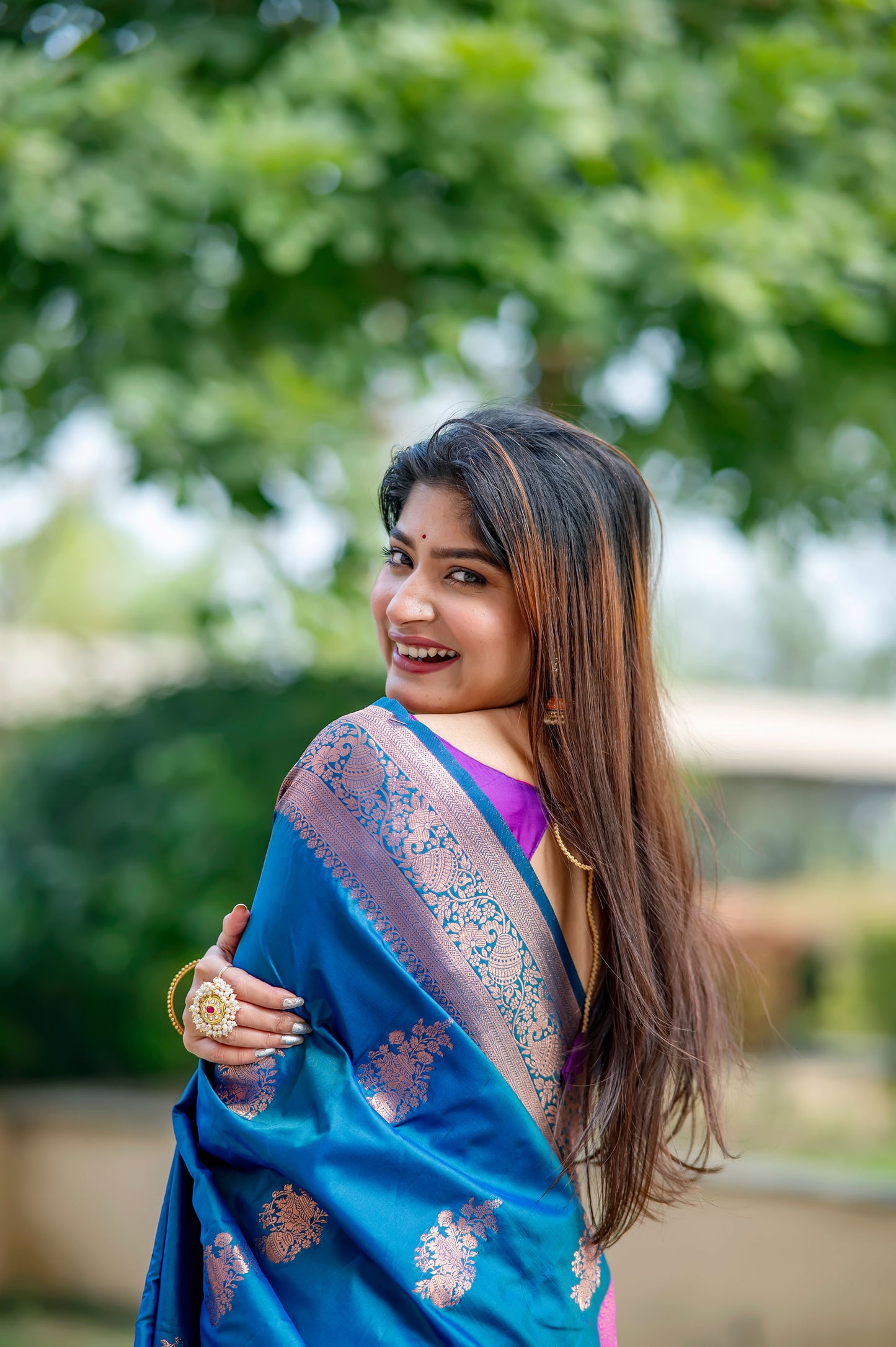 Krishna Blue Banarasi Silk zari Saree