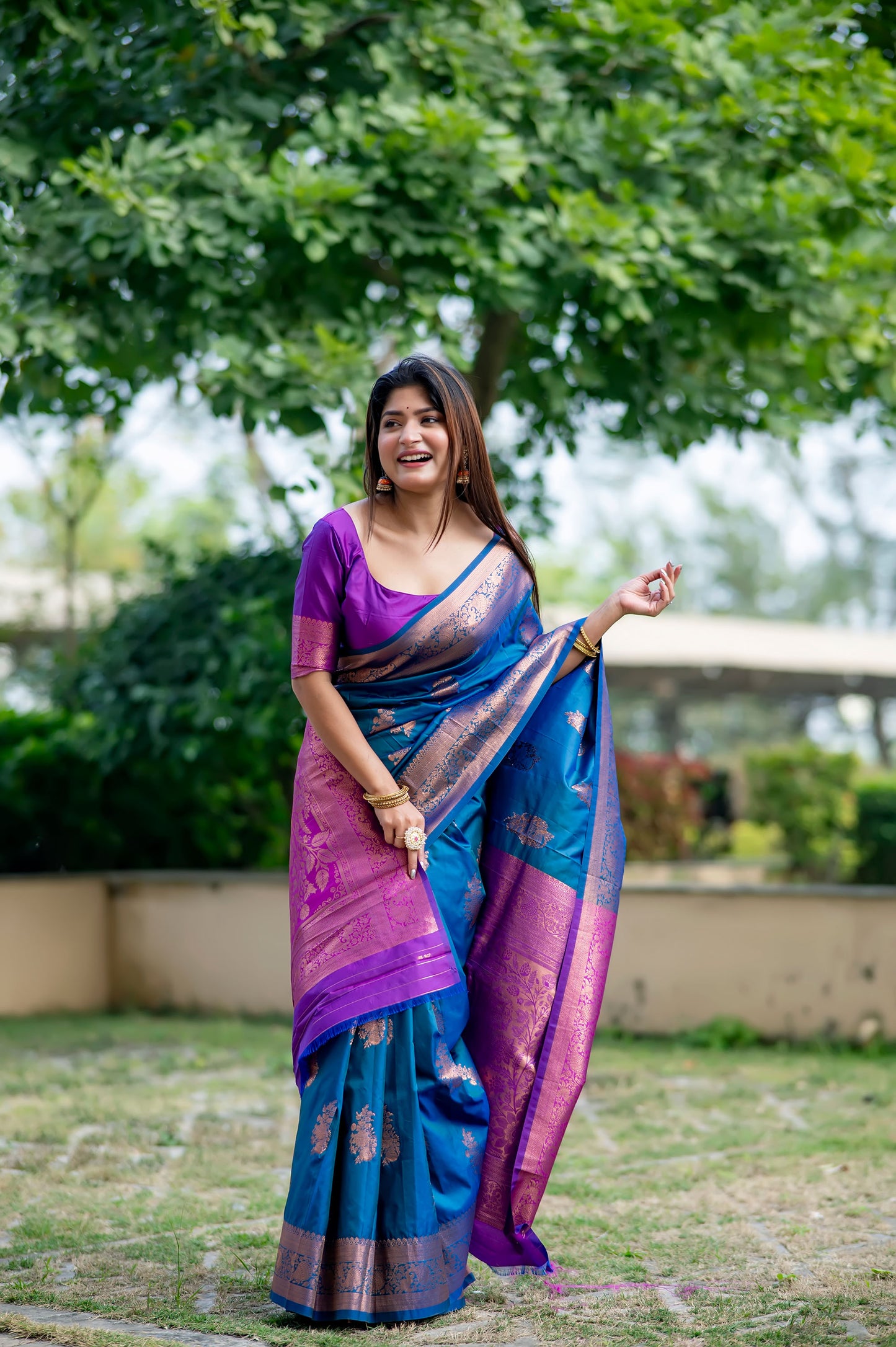 Krishna Blue Banarasi Silk zari Saree