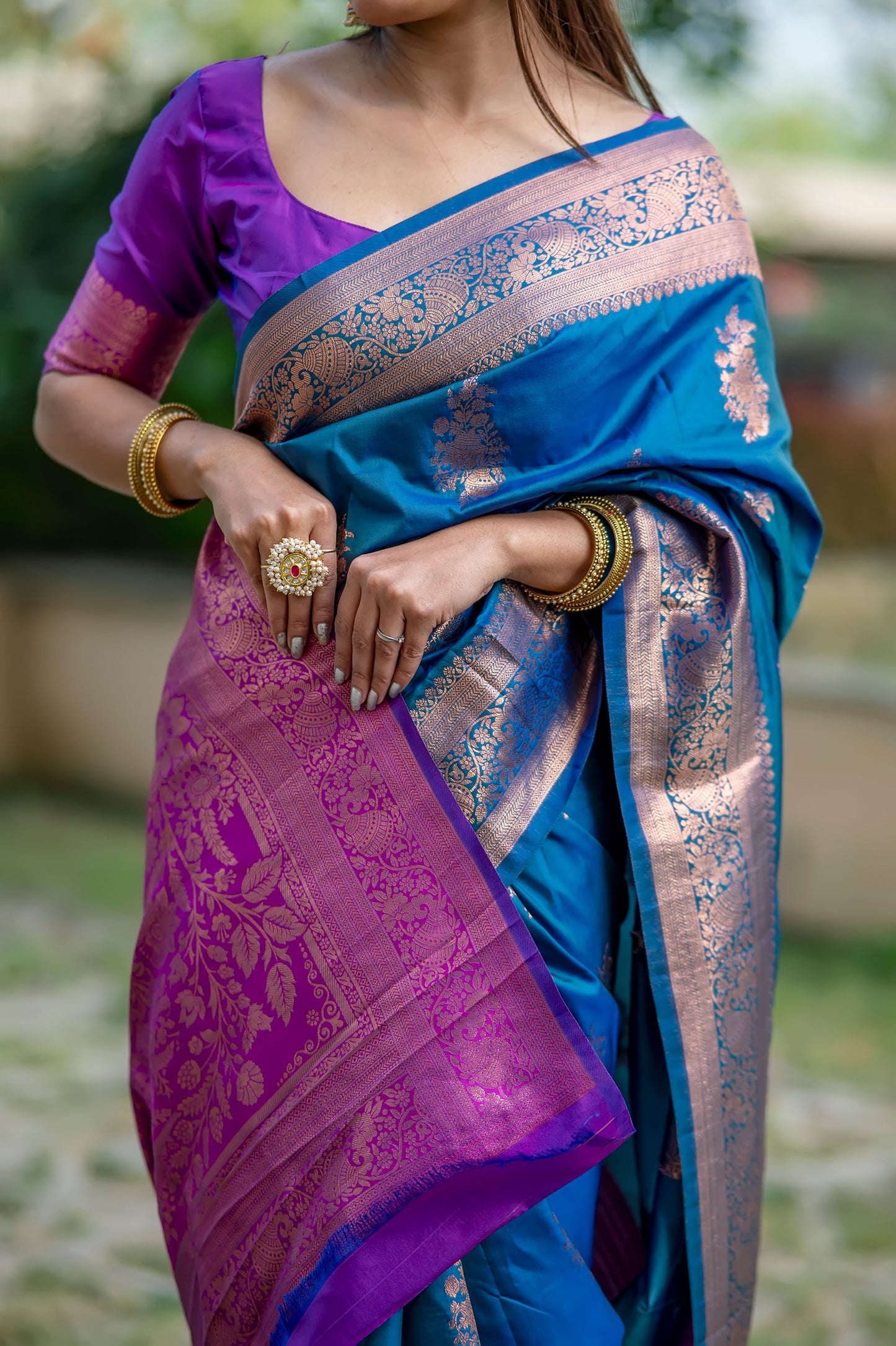 Krishna Blue Banarasi Silk zari Saree