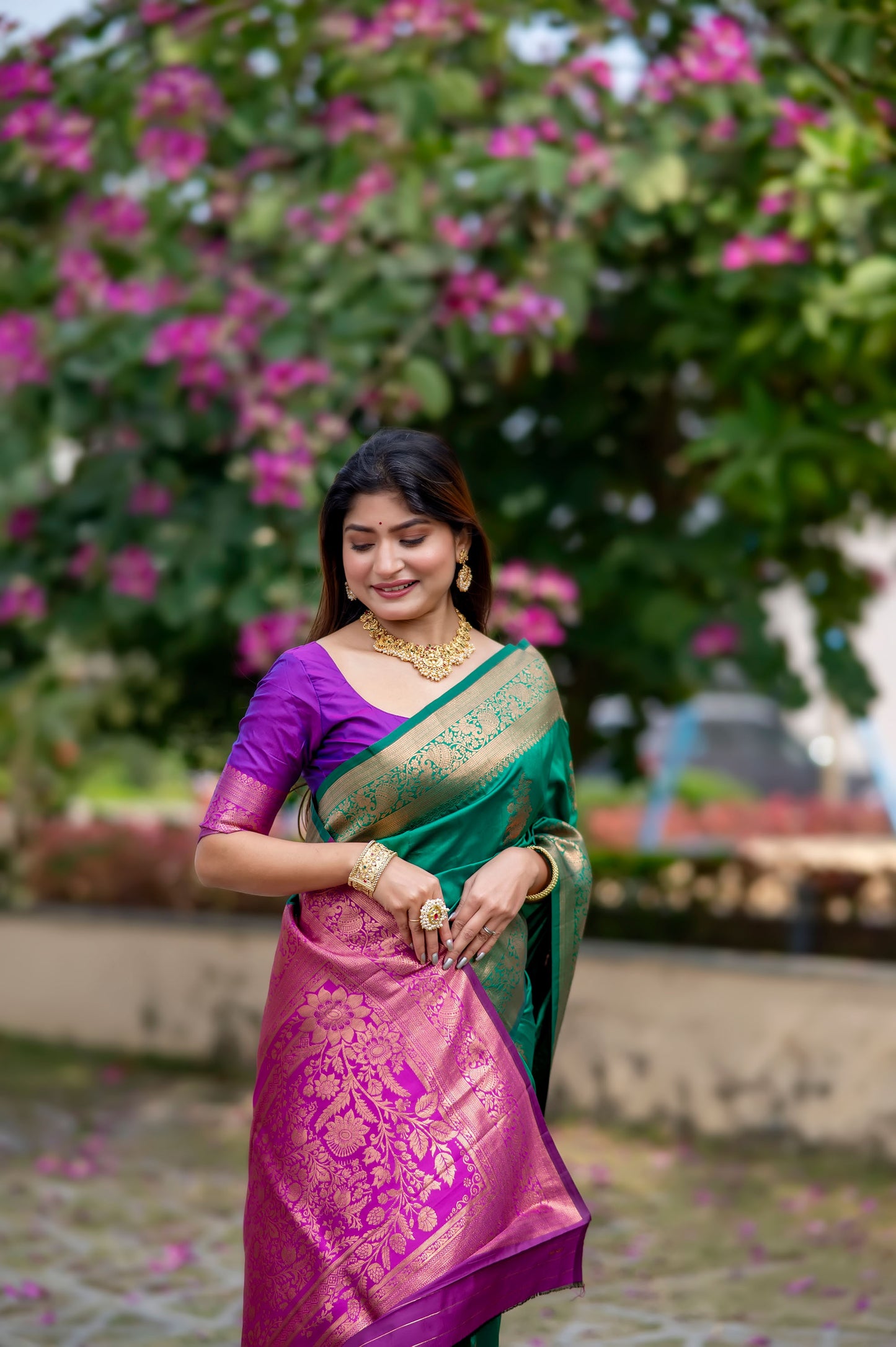 Krishna Green Banarasi Silk zari Saree