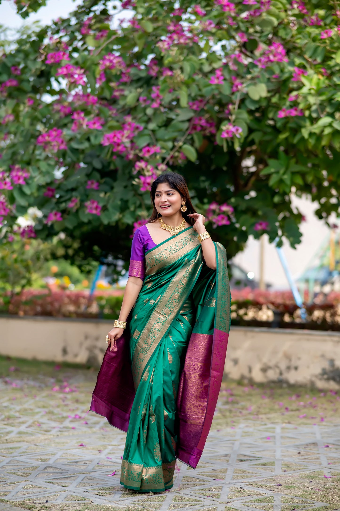 Krishna Green Banarasi Silk zari Saree