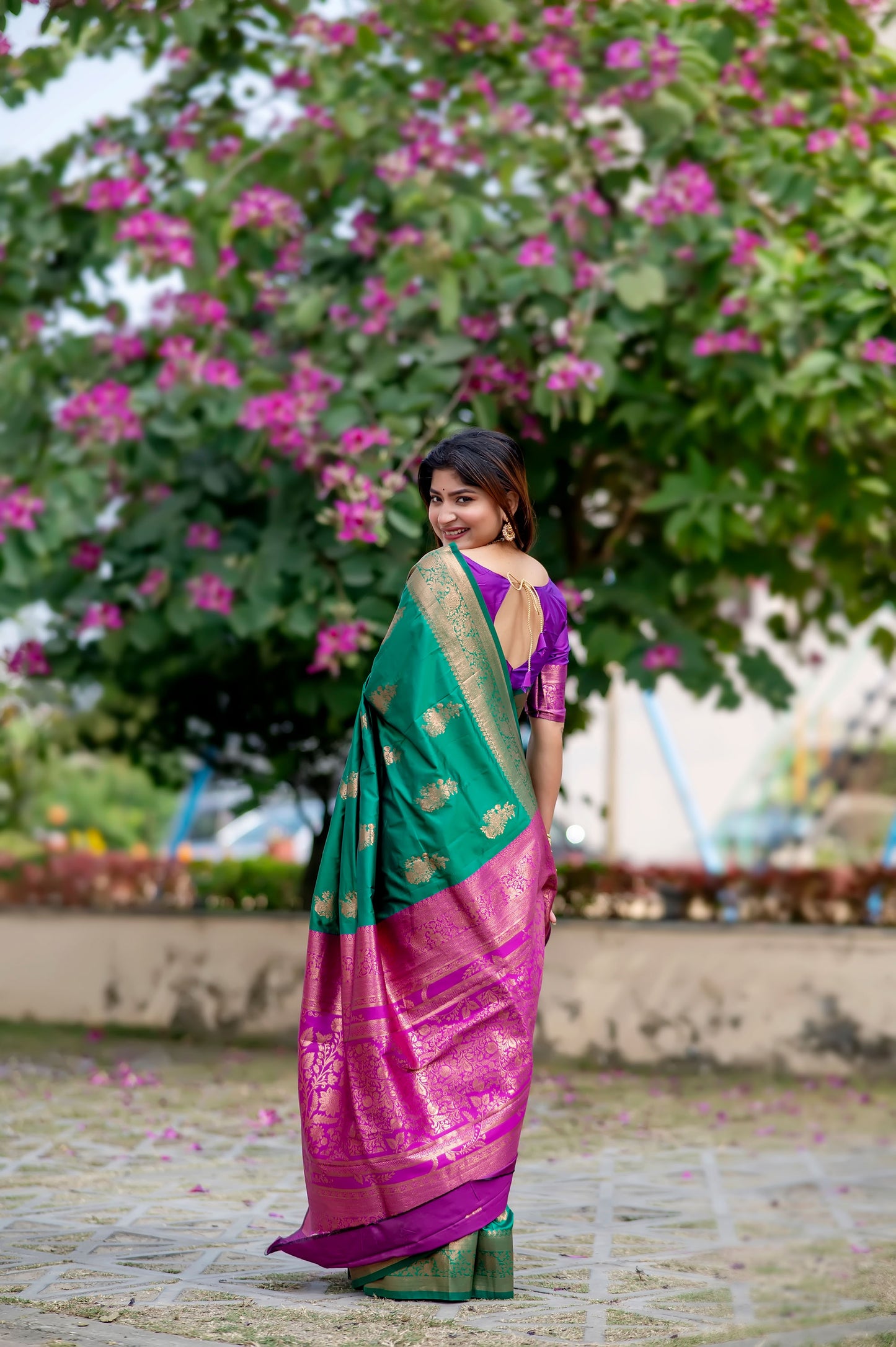 Krishna Green Banarasi Silk zari Saree