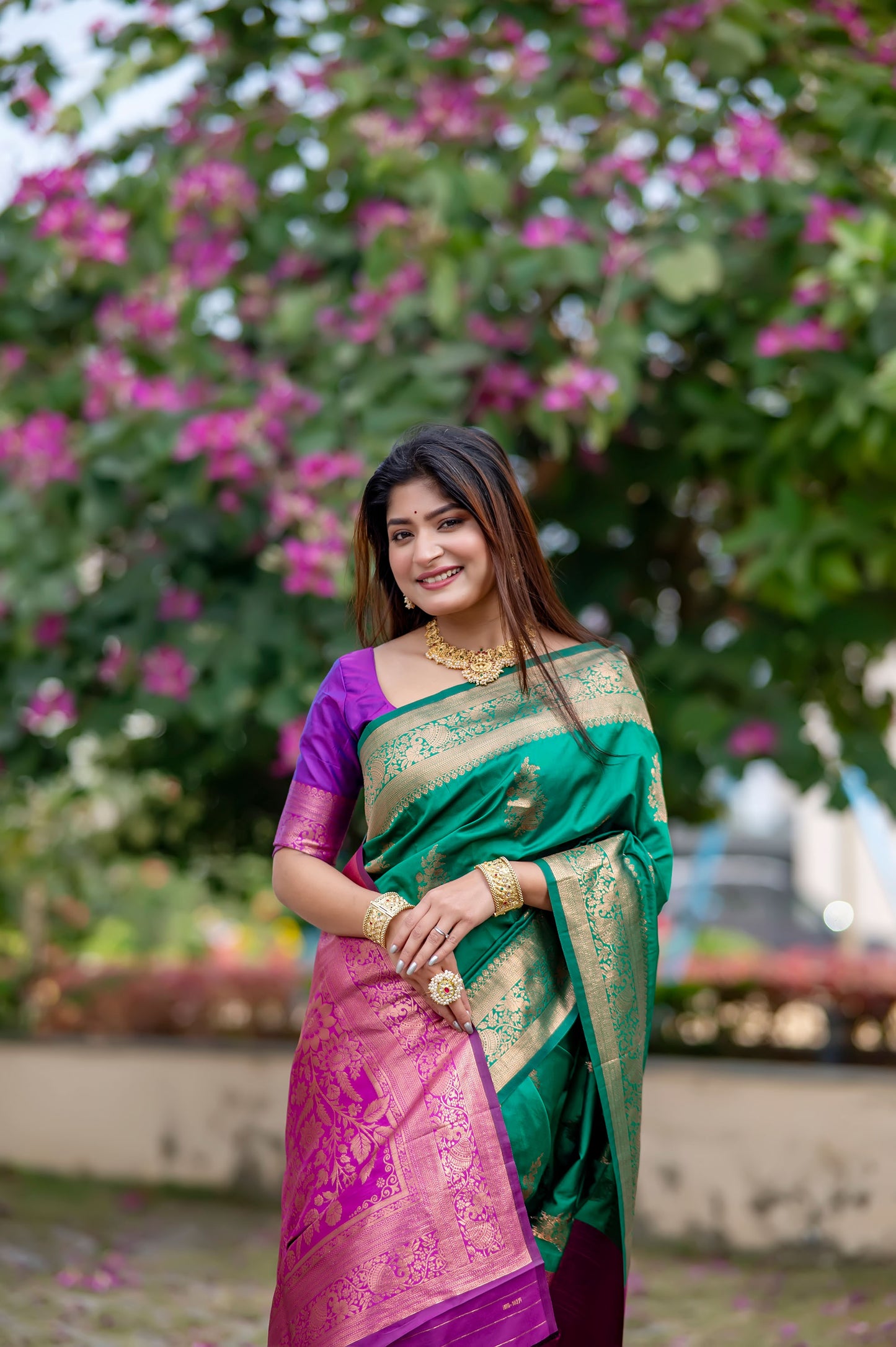 Krishna Green Banarasi Silk zari Saree