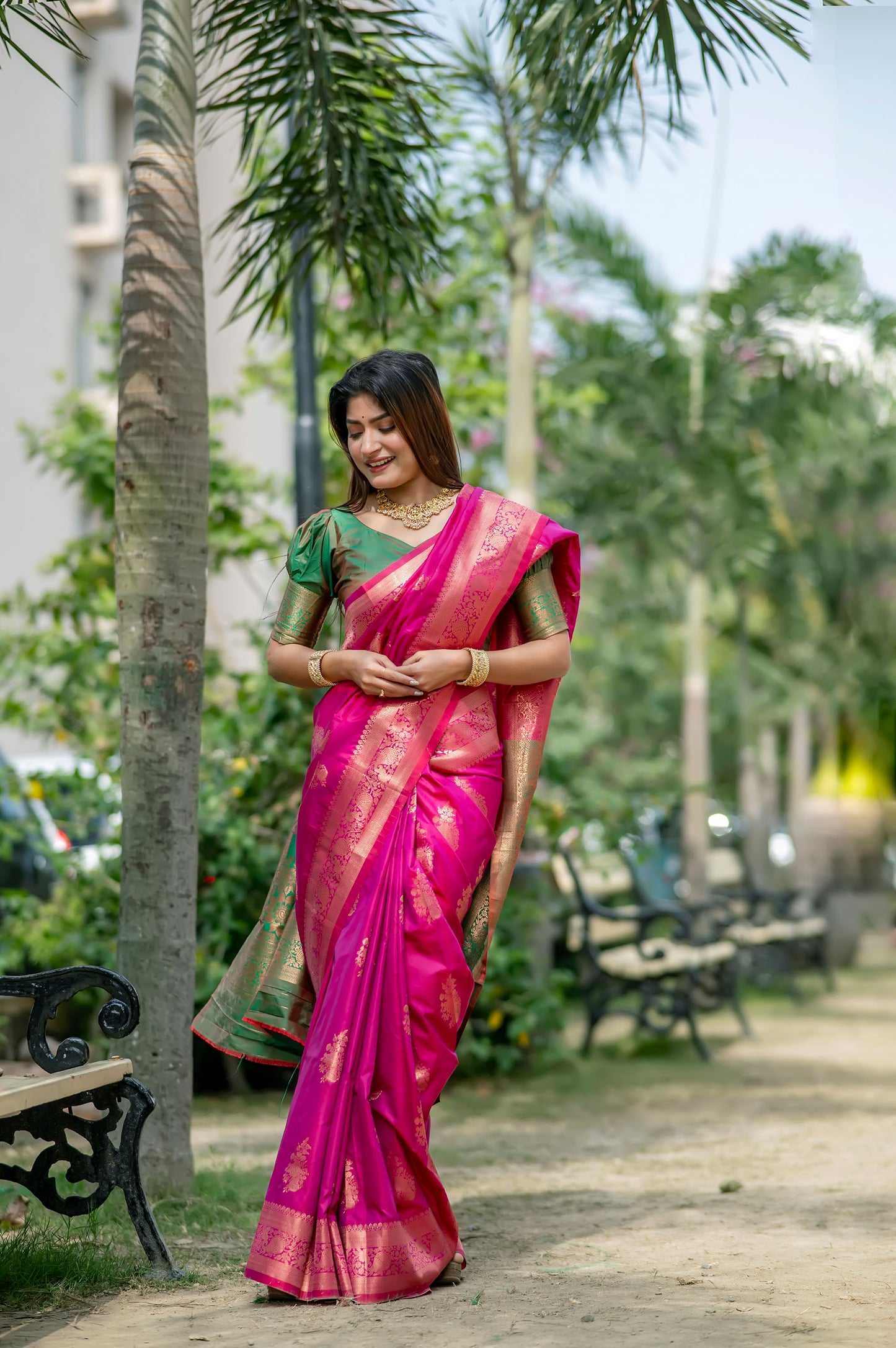 Krishna Pink Banarasi Silk zari Saree