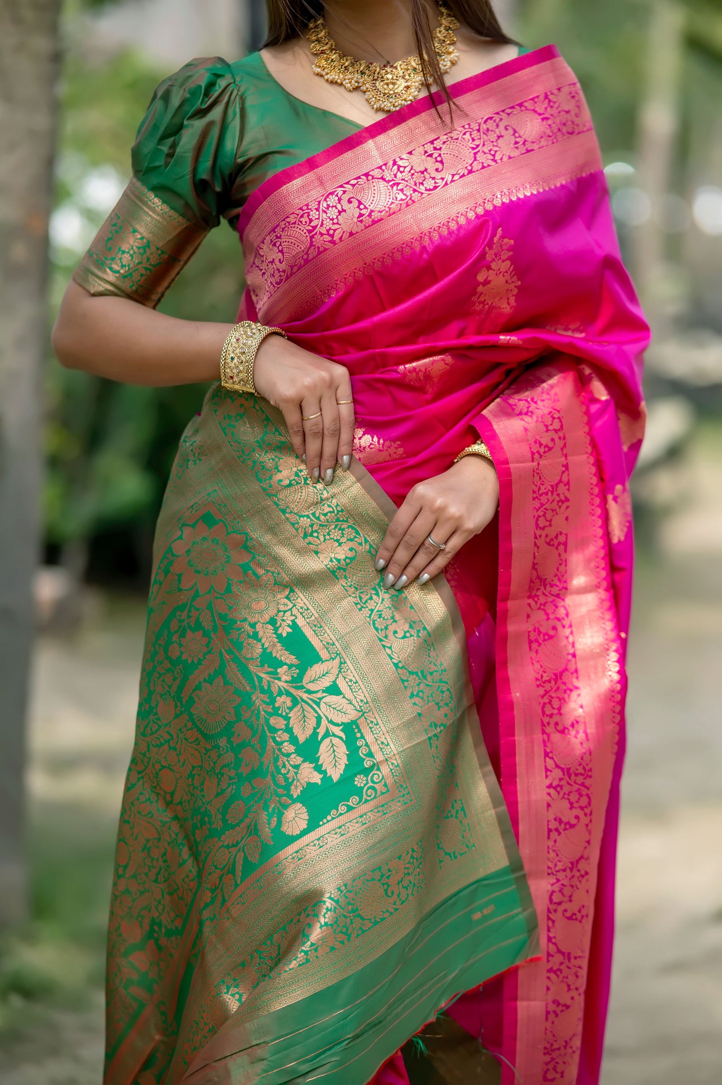 Krishna Pink Banarasi Silk zari Saree