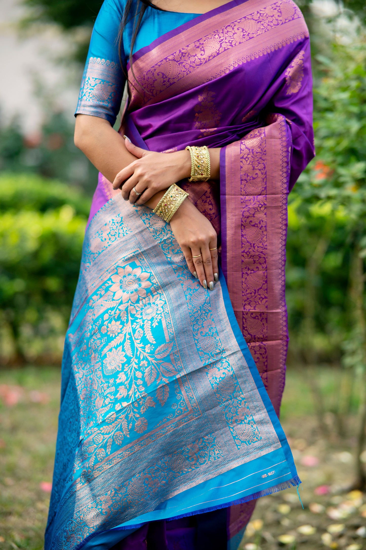 Krishna Purple Banarasi Silk zari Saree