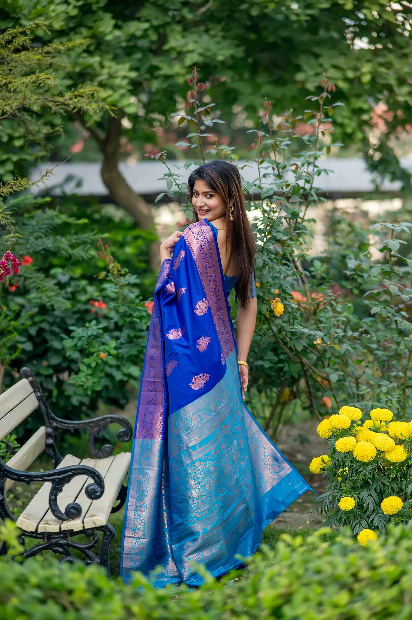 Krishna Royal Blue Banarasi Silk zari Saree