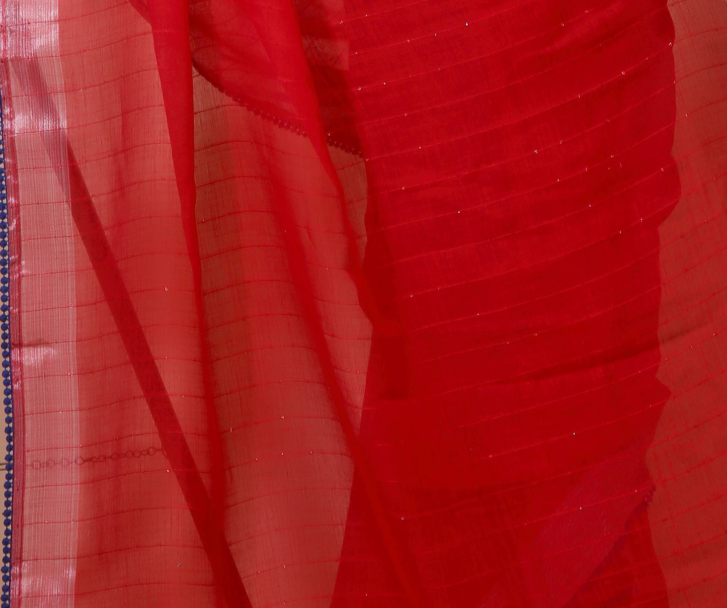 Dori Red Blue Linen Silk Saree