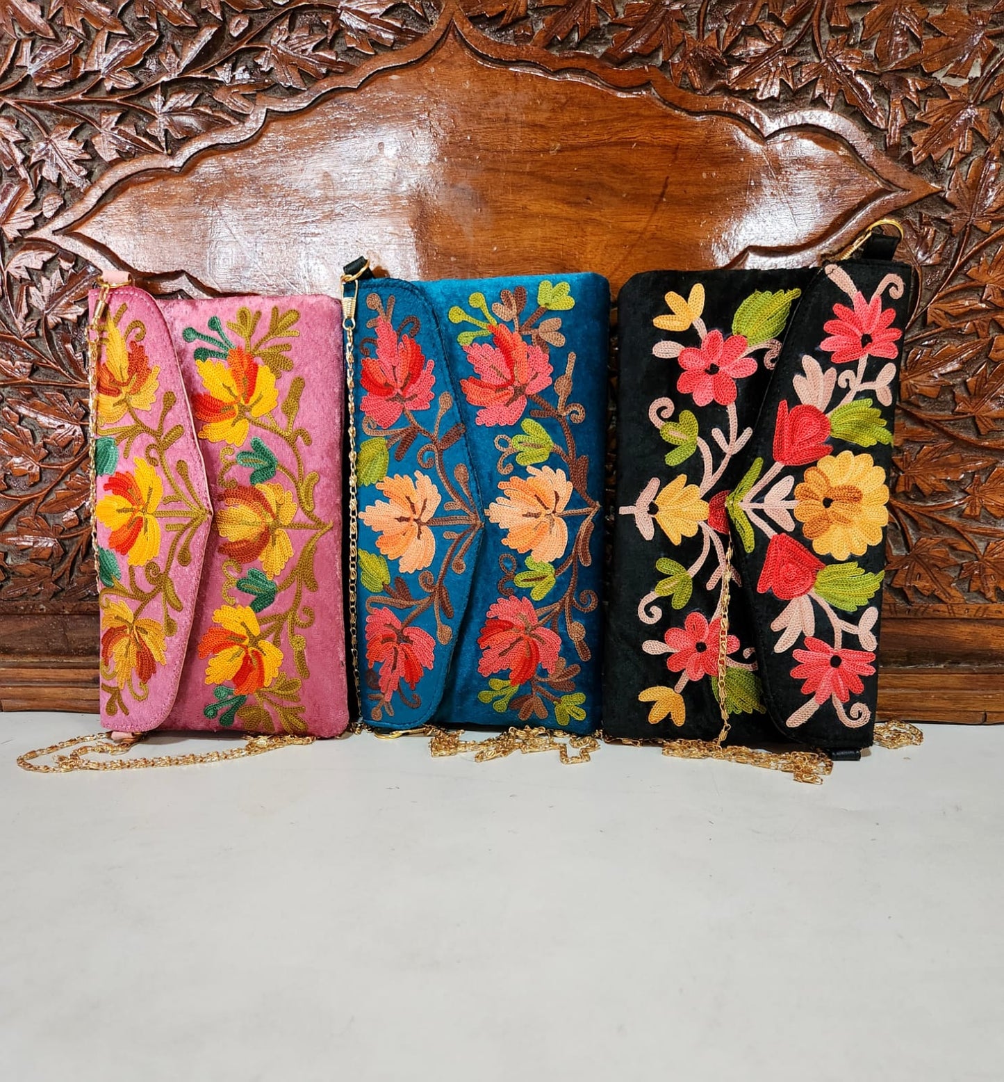 Kashmiri Embroidered Wallets with Chain