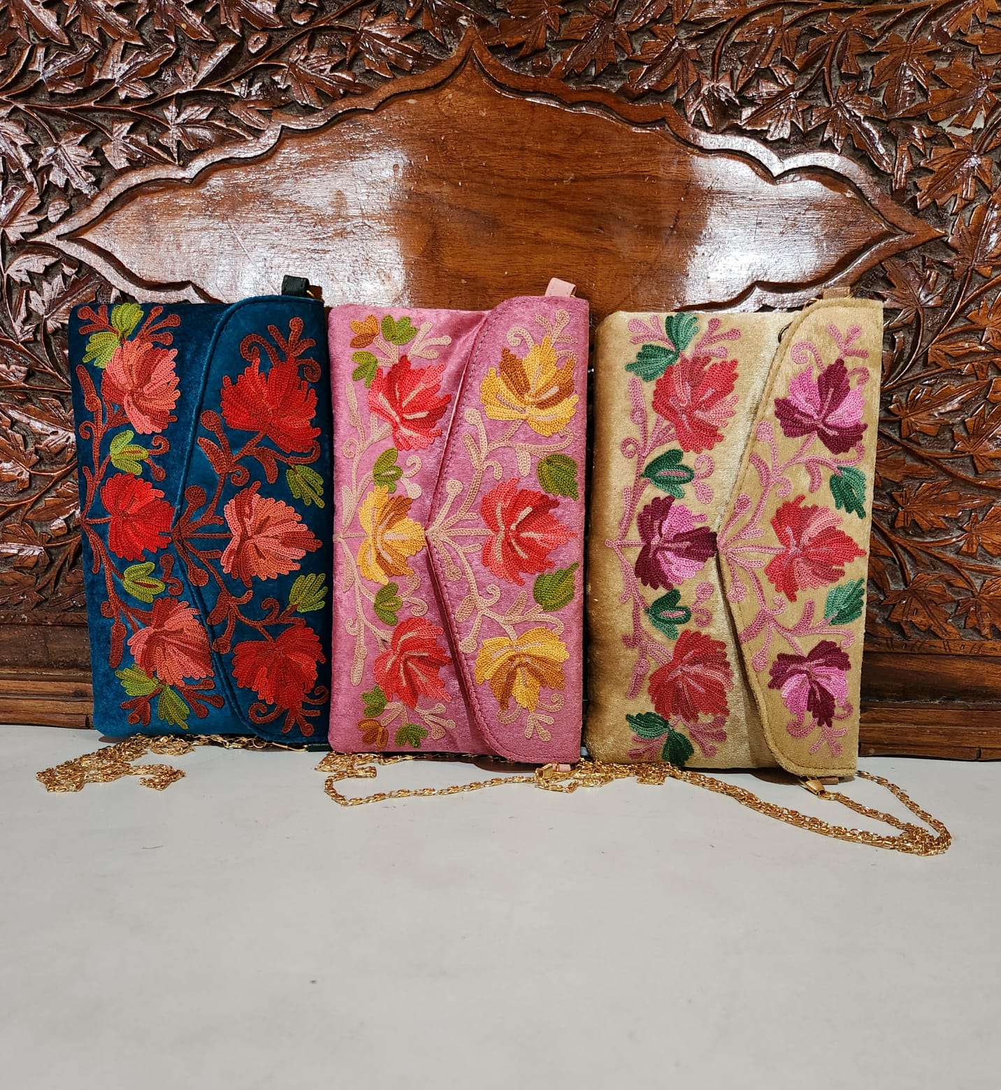 Kashmiri Embroidered Wallets with Chain