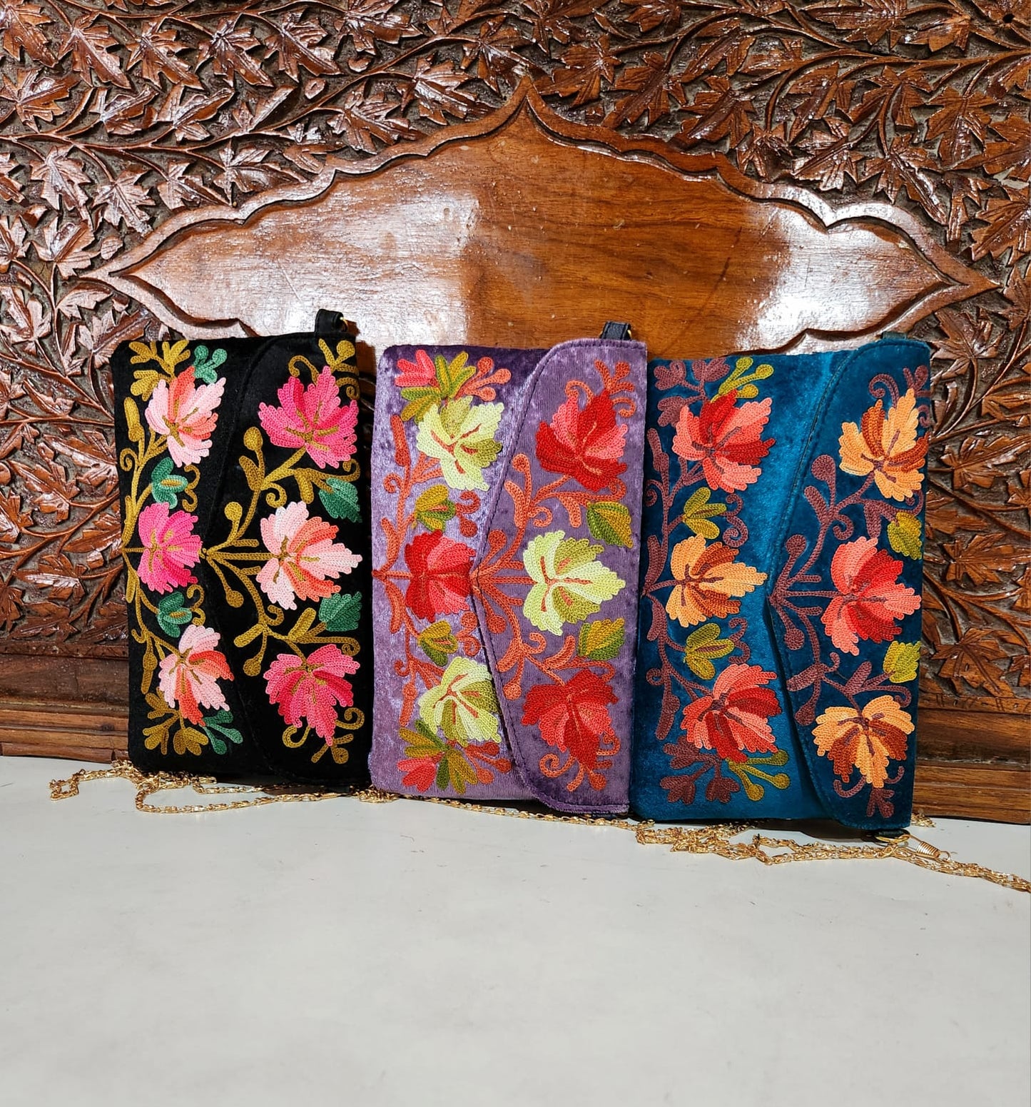 Kashmiri Embroidered Wallets with Chain